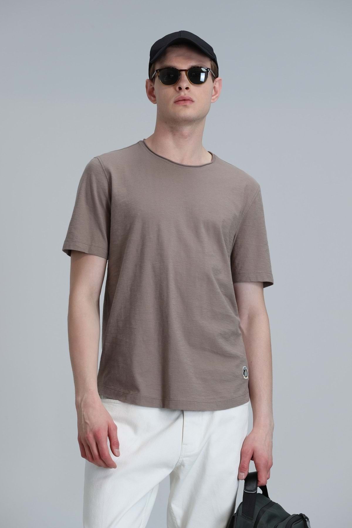 Lufian-111020203 Junya Ανδρικό Basic T-Shirt Ανδρικό T-shirt Camel 4