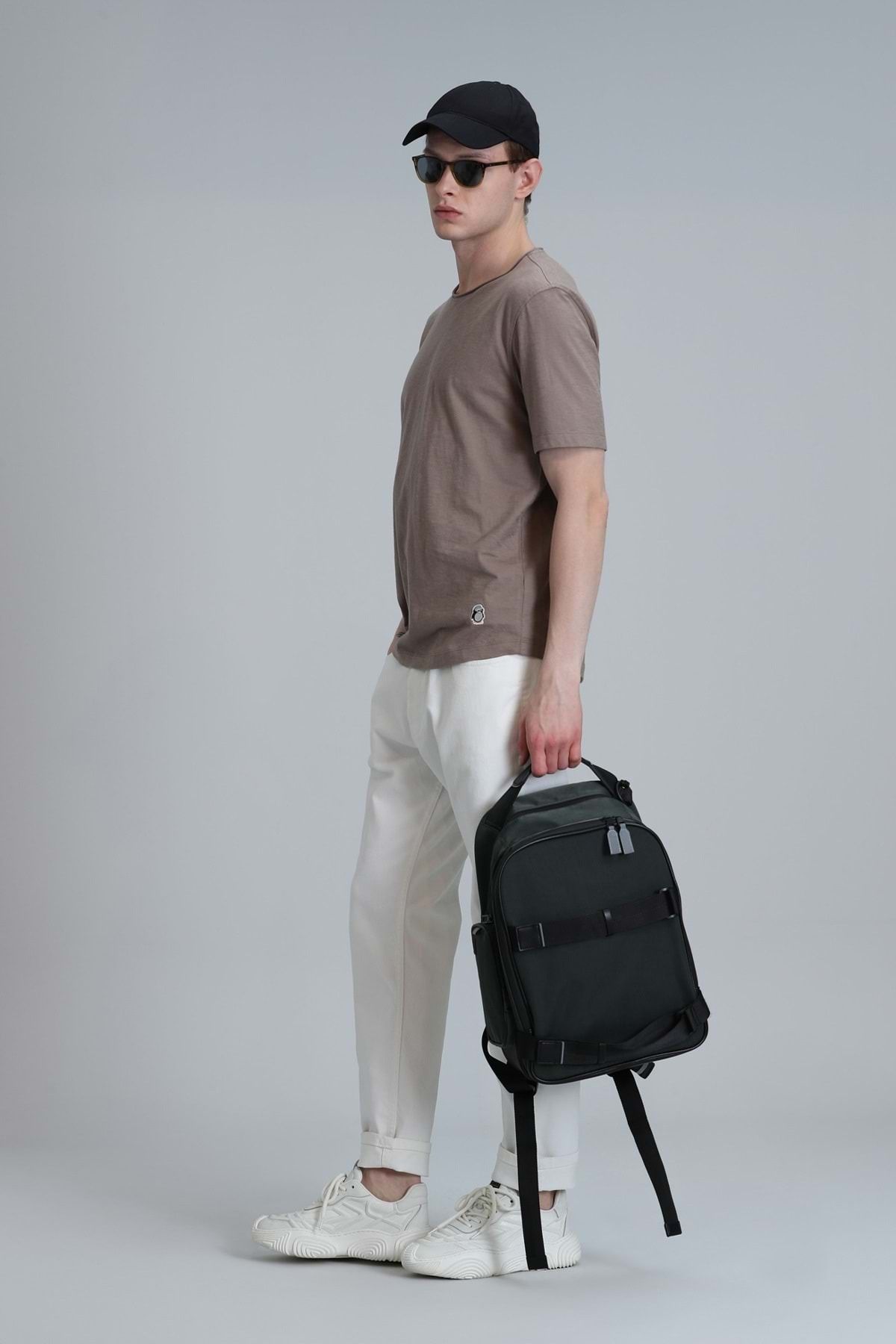 Lufian-111020203 Junya Ανδρικό Basic T-Shirt Ανδρικό T-shirt Camel 5