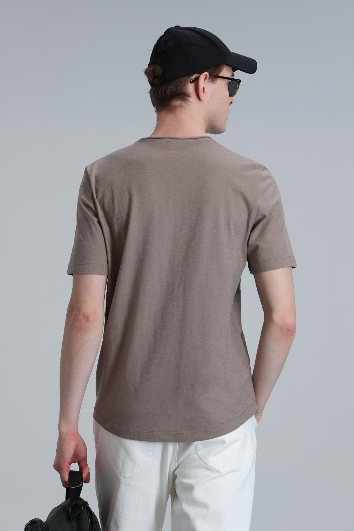 Lufian-111020203 Junya Ανδρικό Basic T-Shirt Ανδρικό T-shirt Camel 7