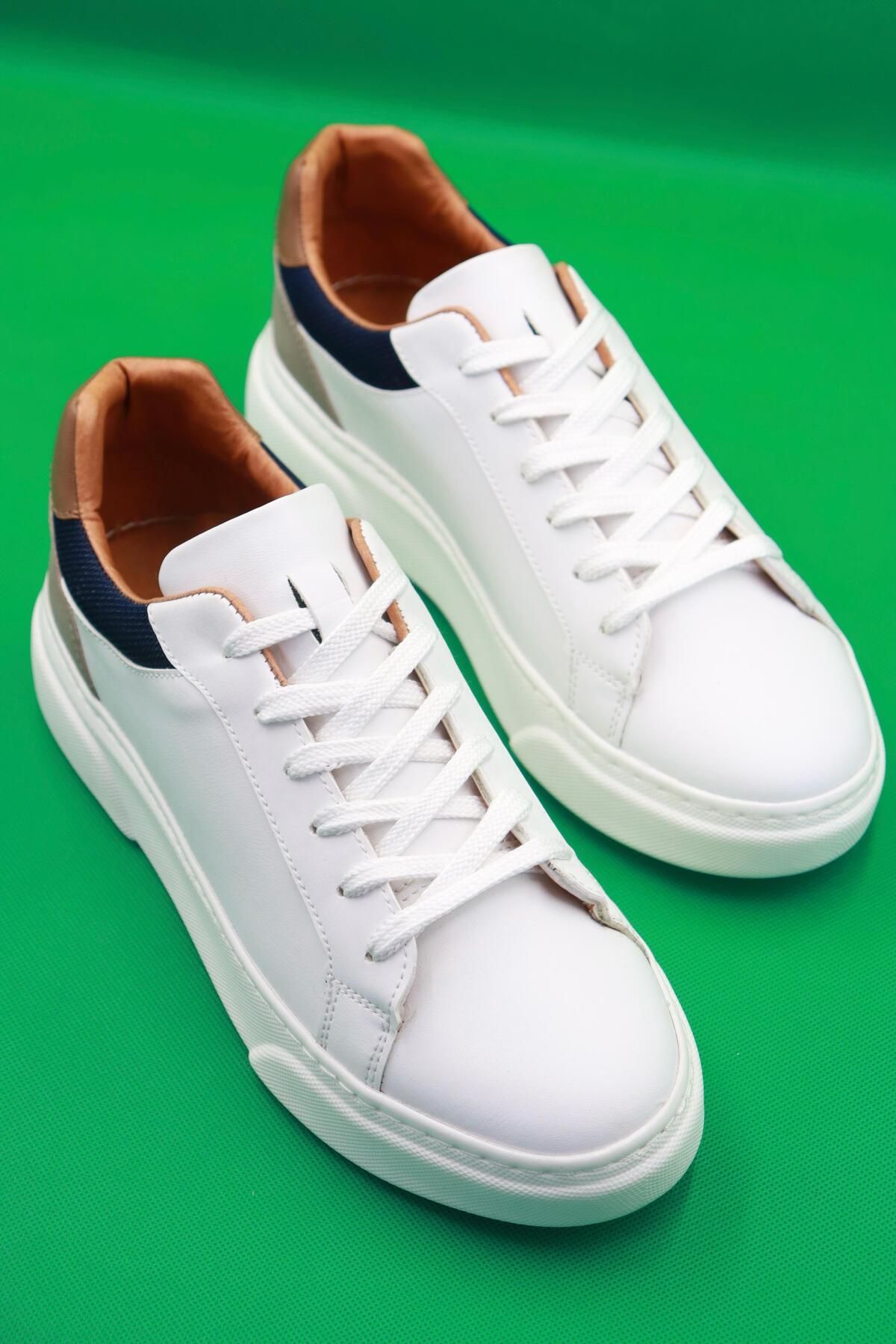 Sanvio Tarzkar Erkek Beyaz Günlük Esnek Rahat Dikişli Hafif Eva Taban Yürüyüş Garantili Spor Ayakkabı Sneakers