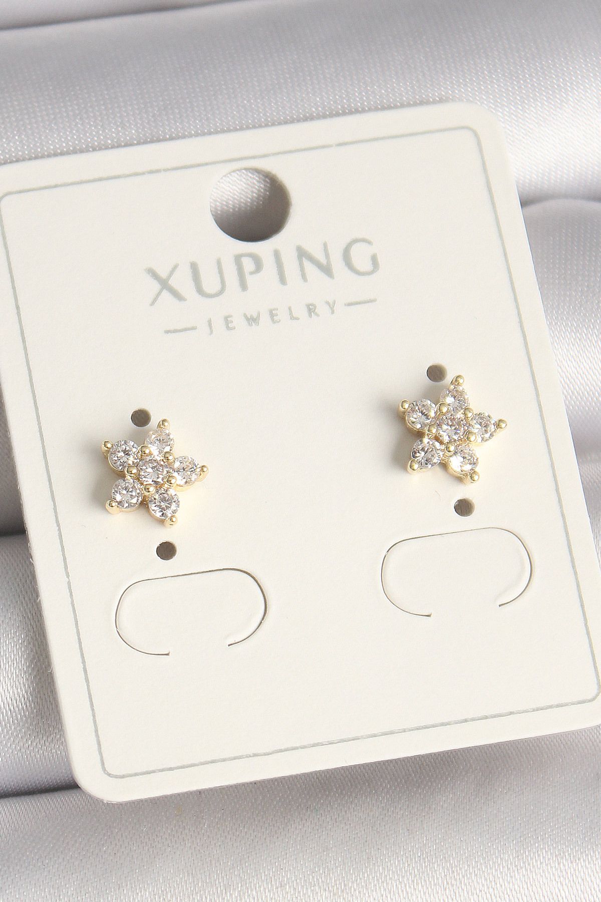 jupiter global bazaar Pirinç Gold Renk Zirkon Taşlı Çiçek Model Xuping Kadın Küpe - TJ-BKP10380