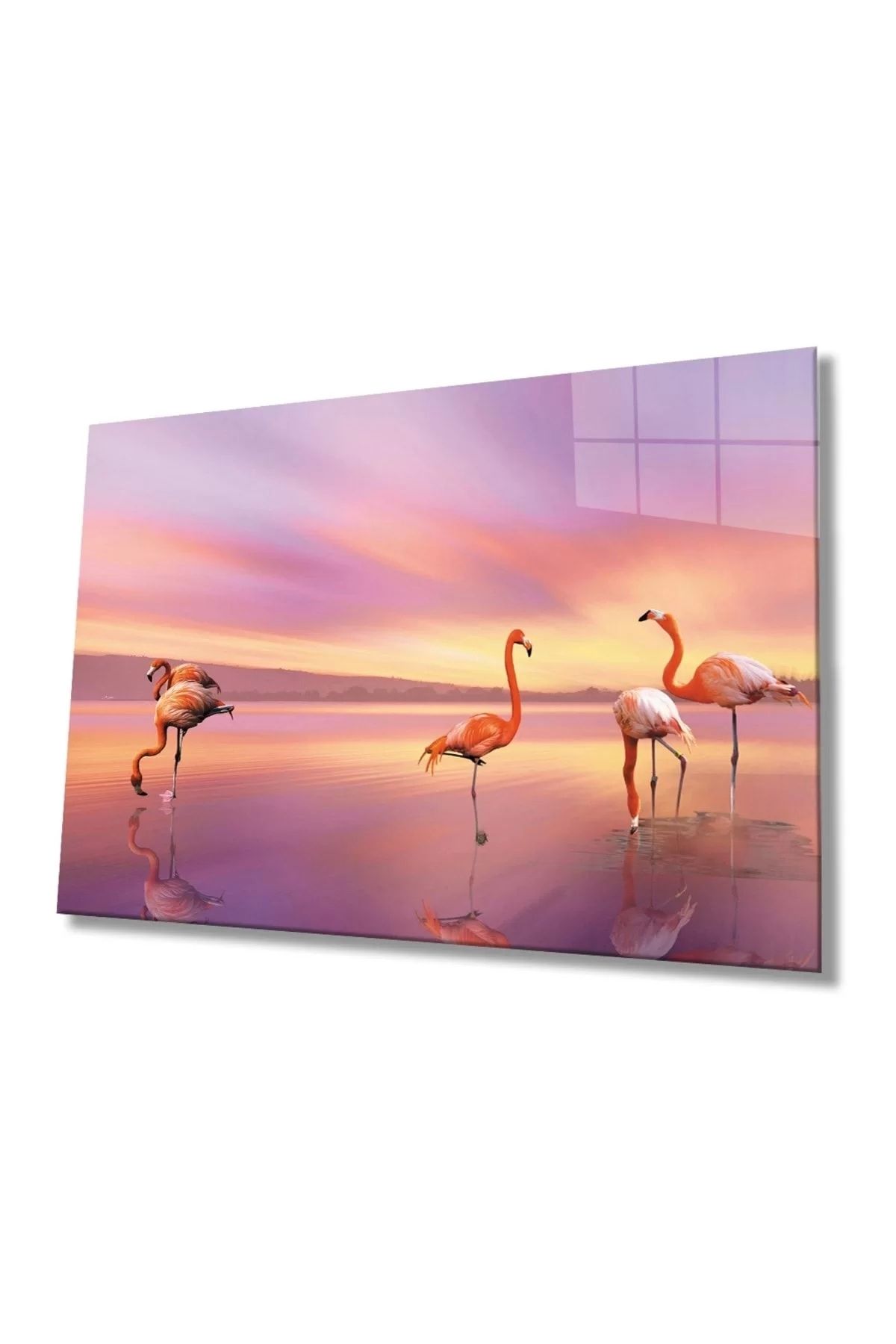 ÖYKÜ VE YİĞİT Flamingo Hayvan Cam Tablo 4mm Dayanıklı Temperli Cam