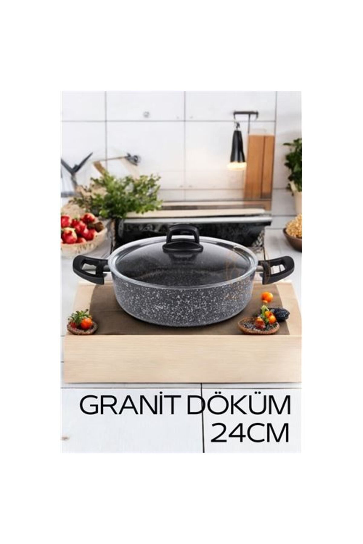 SAVA HOME COLLECTİON Eco Granit Döküm Basık Tencere 24 cm Dies Design