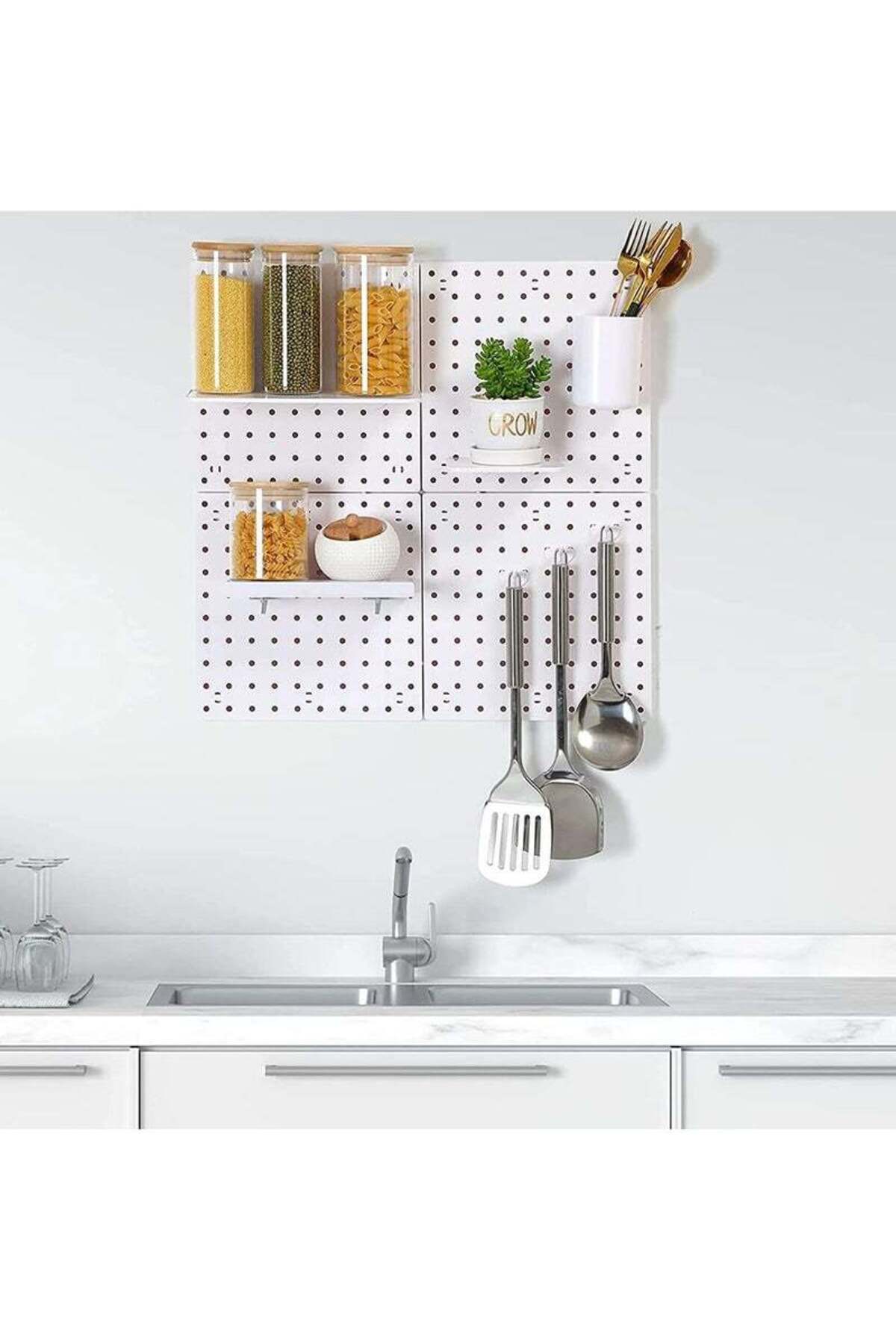 COOYA-13 Piece Hanging Board Storage Set, Wall Display for Kitchen, Craft Room Workplace (White) 2