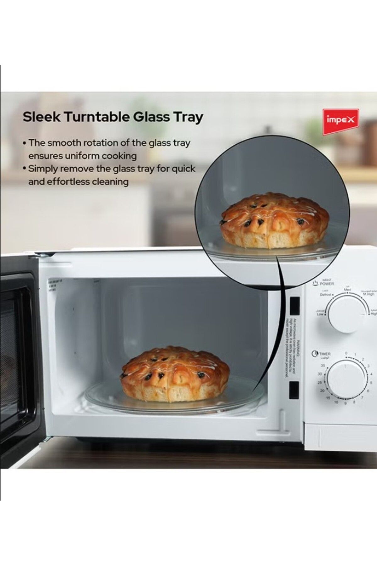 İMPEX-Microwave Oven 5 Power Levels With Easy Reheat And Defrost Function 20 L 700 W MO 8101A 4