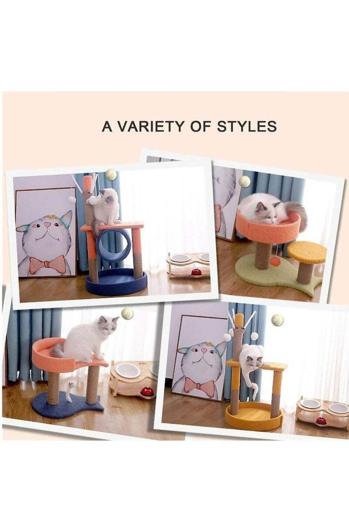 COOYA-Cat Climbing Frame, Provides a Platform for Kittens to Jump On, Cosy Plush Flat and Sisal Poles 4