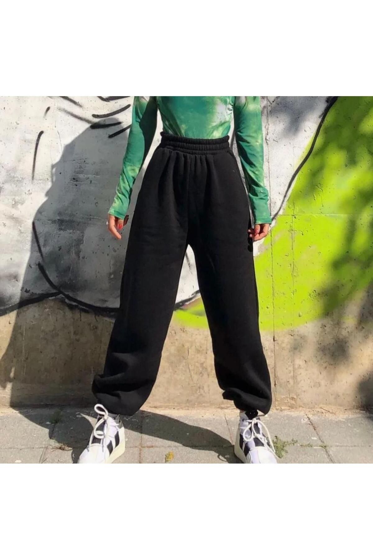 UYN SPORT Siyah Jogger Paça Oversize Kalıp Rahat Giyim Eşofman Altı