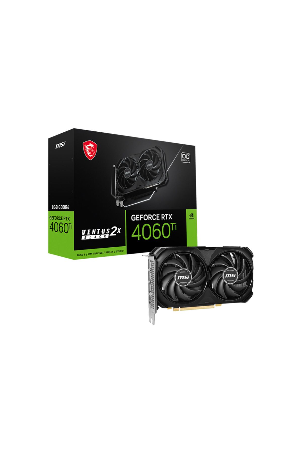 MSI-Geforce Rtx 4060 Ti Ventus 2x Negru 8g Oc Gddr6 128 biți Dx12 Dlss 3 Placă grafică pentru jocuri (PLAYER) 5