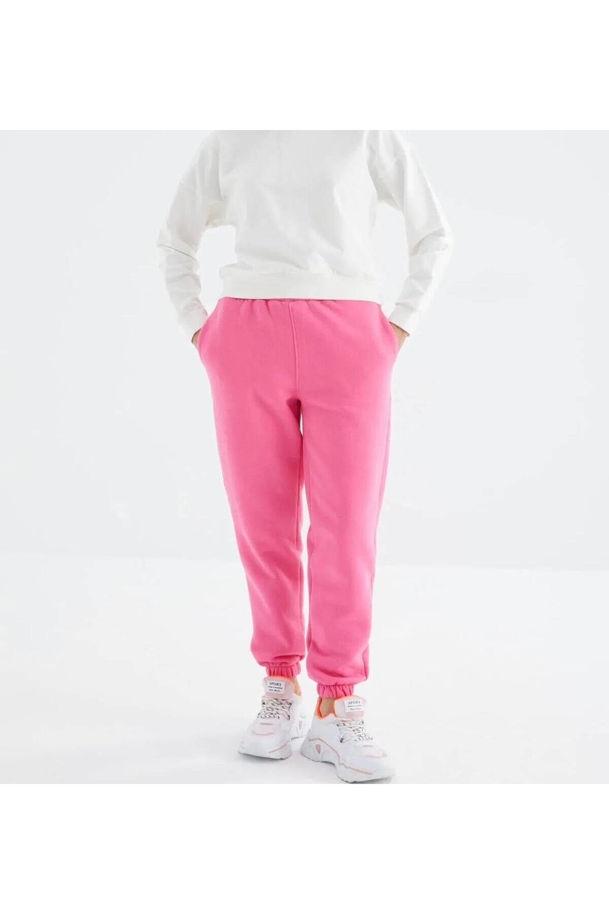 UYN SPORT Pembe Jogger Paça Oversize Kalıp Rahat Giyim Eşofman Altı