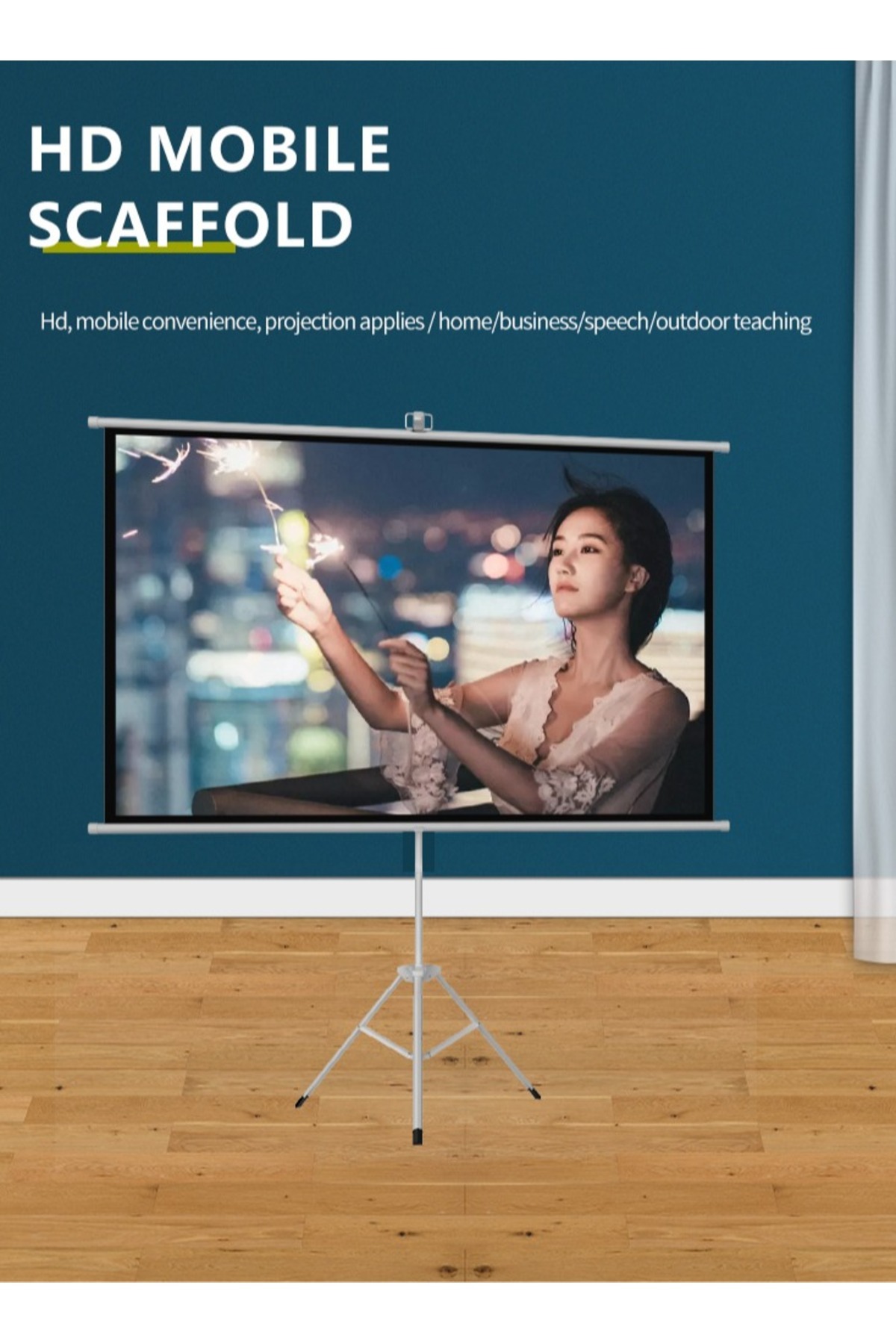 FlashHawk-72 inch 16:9 Portable Projector Screen, White Fiberglass Material, 2-in-1 Wall Mount&Tripod Stand 6