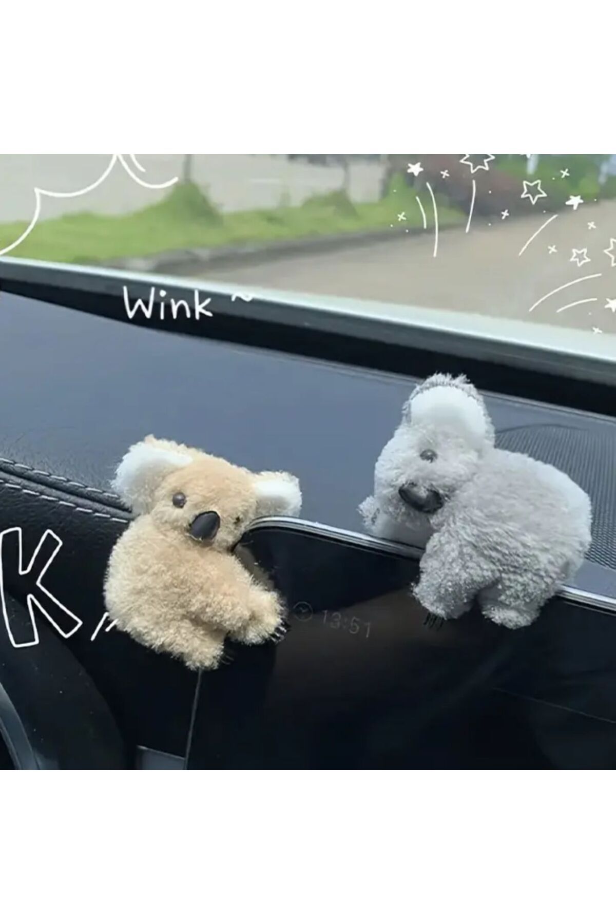 Yıldız Accessory Gri , Kahverengi Sevimli Koala Araç Saç Tokası Araba Laptop Aksesuar Sevimli Dikiz Ayna