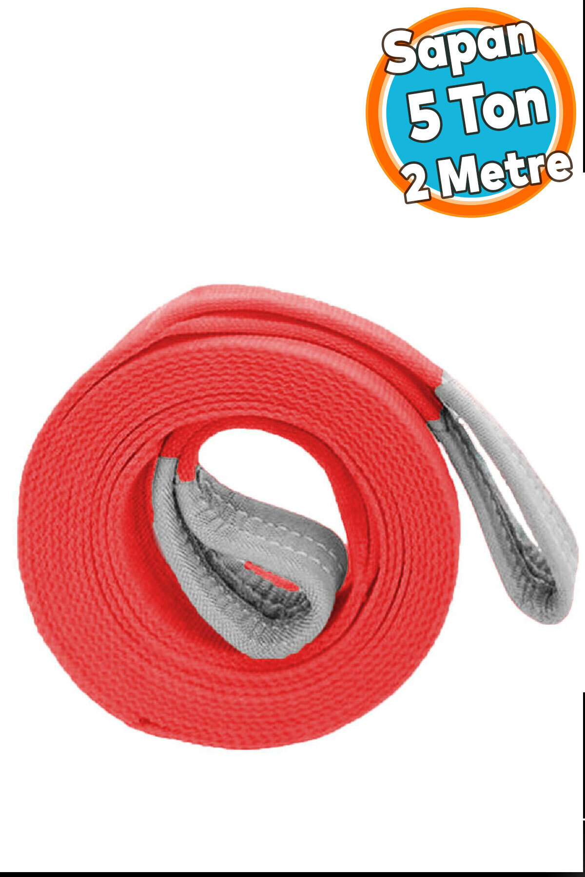 NZB Yük Kaldırma Sapan Polyester Spanzet 5 Ton 2 Metre Kırmızı Sağlam Taşıma İndirme Araç Çekme Halat