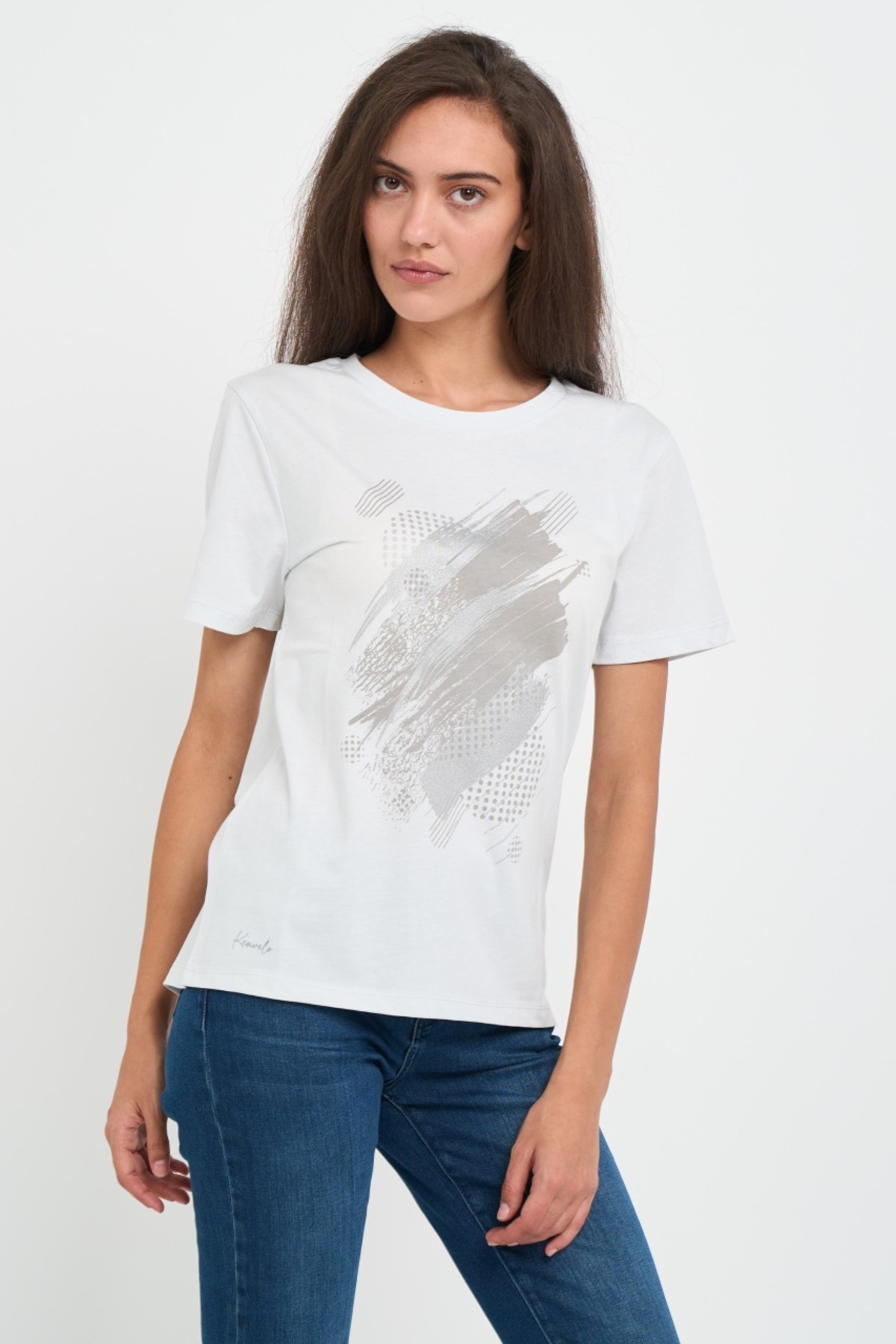 Kenvelo-Tricou dama cu imprimeu detalii logo 5