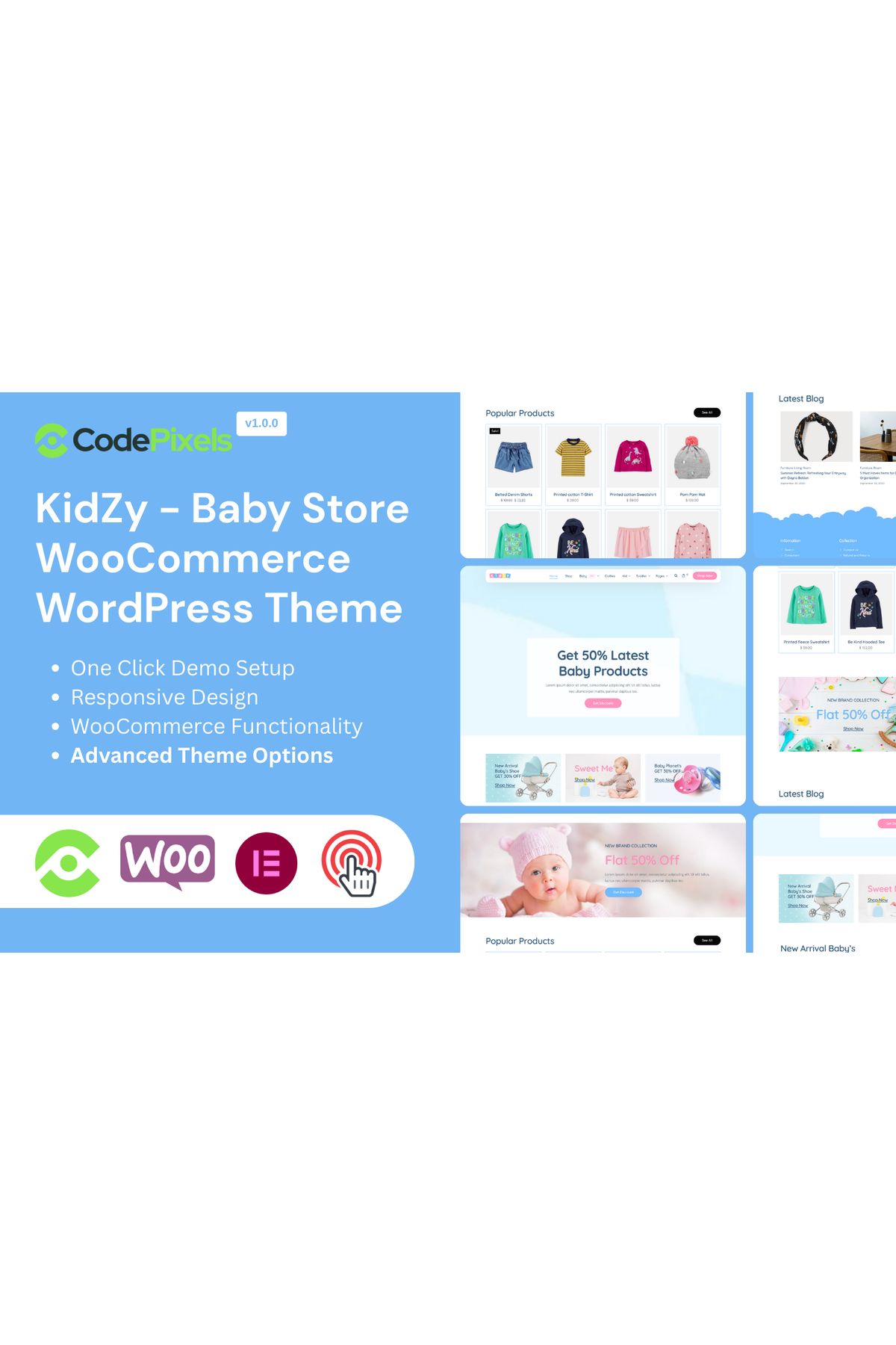 hemen tasarım KidZy - Baby Store WooCommerce Teması