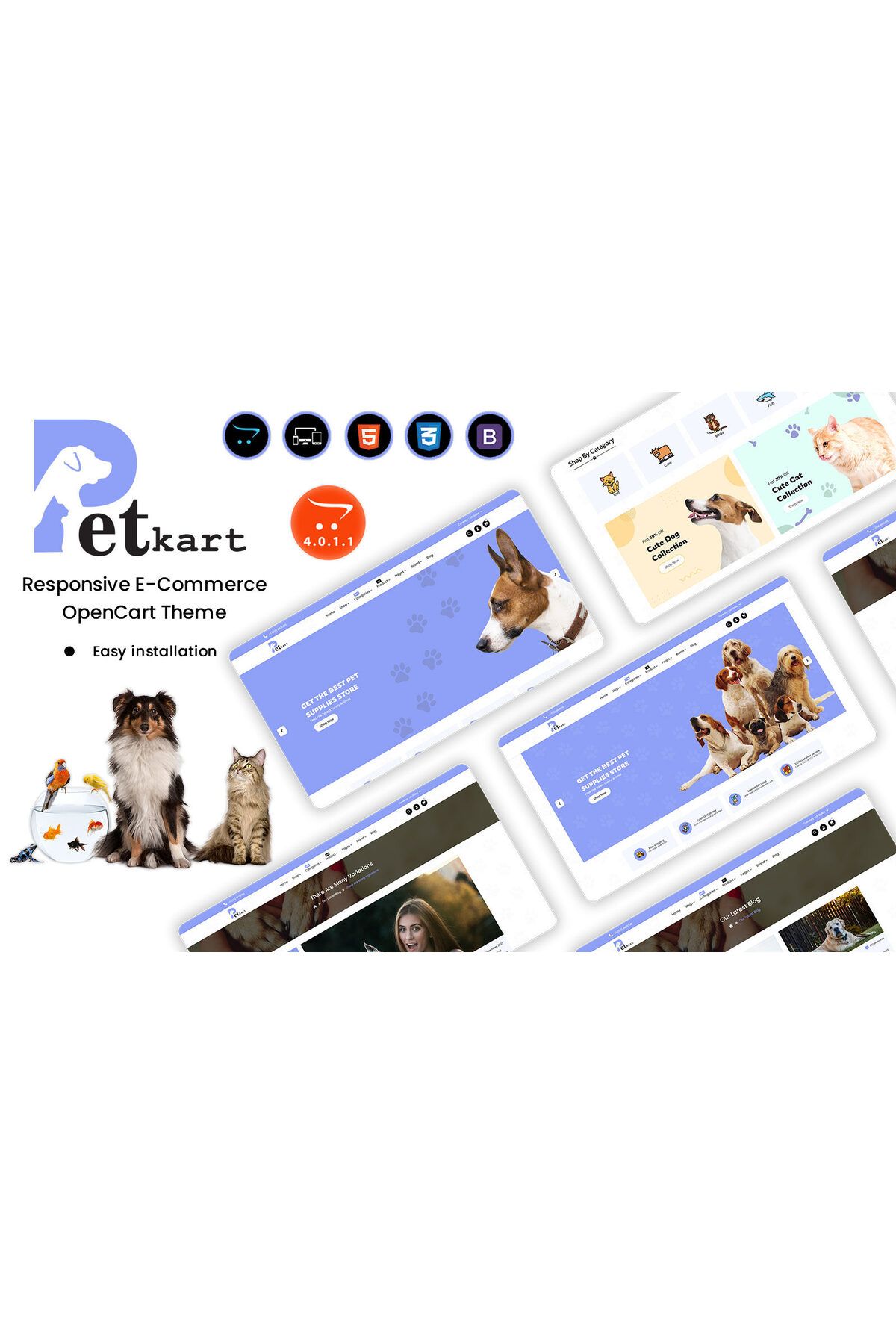 hemen tasarım Petkart - Pet Store OpenCart Teması