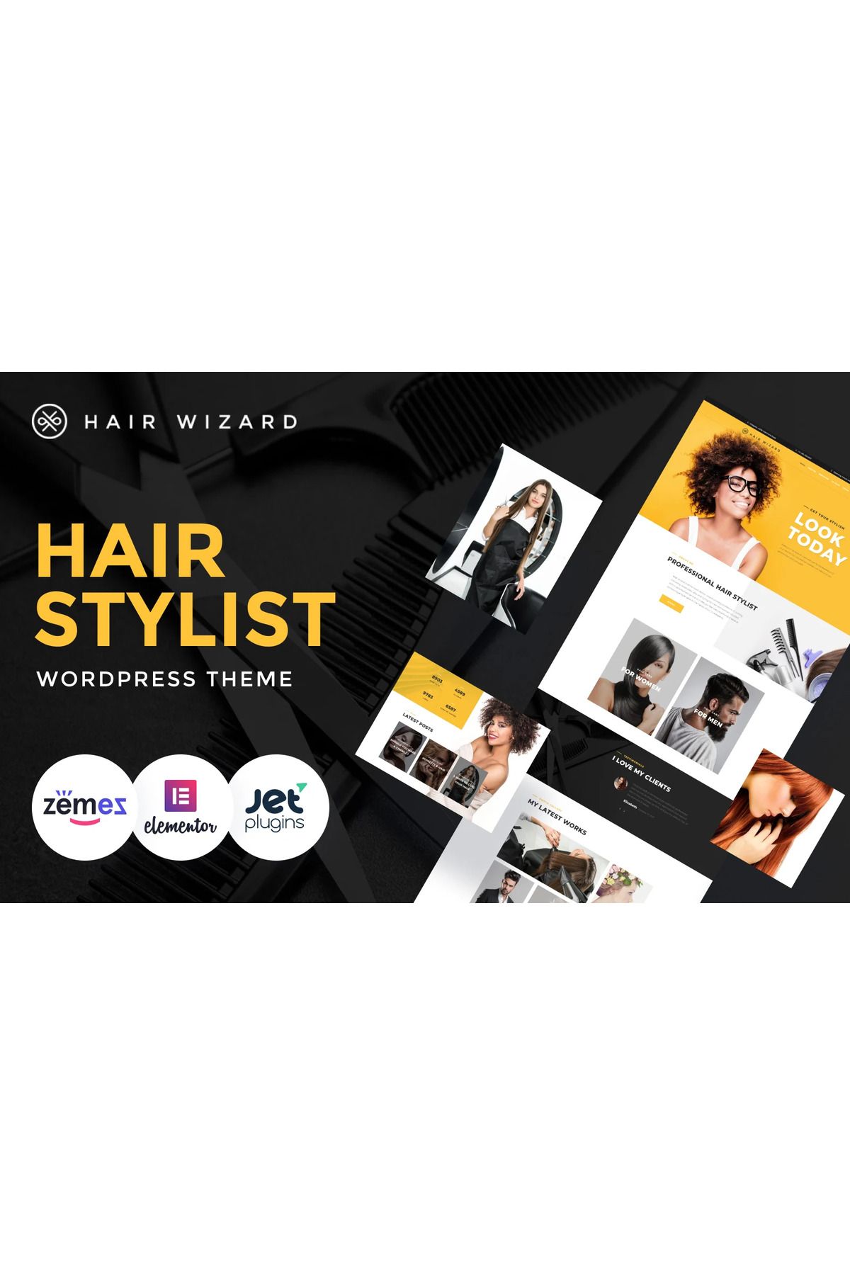 hemen tasarım Hair Wizard - Hair Stylist Wordpress Teması