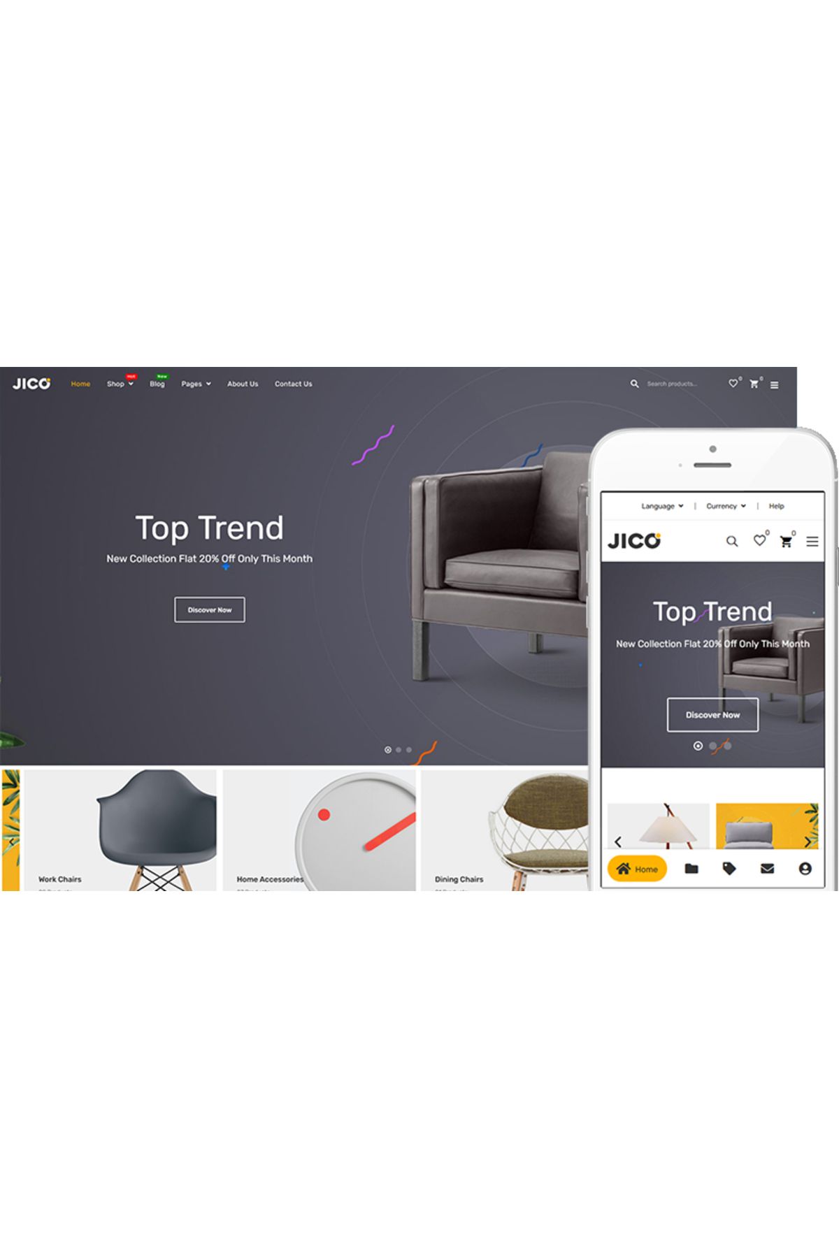hemen tasarım Jico - Furniture WooCommerce Teması