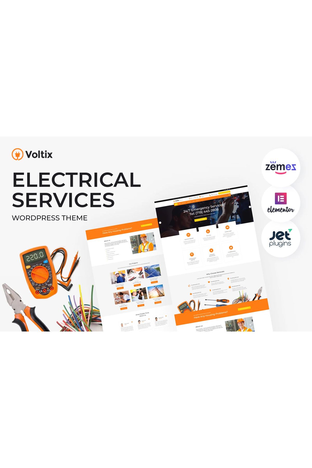hemen tasarım Voltix - Electrical Services Wordpress Teması