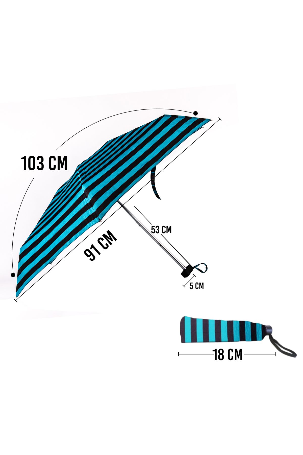 Biggdesign-Biggdesign Moods Up Mini umbrelă cu dungi negre, verzi 2
