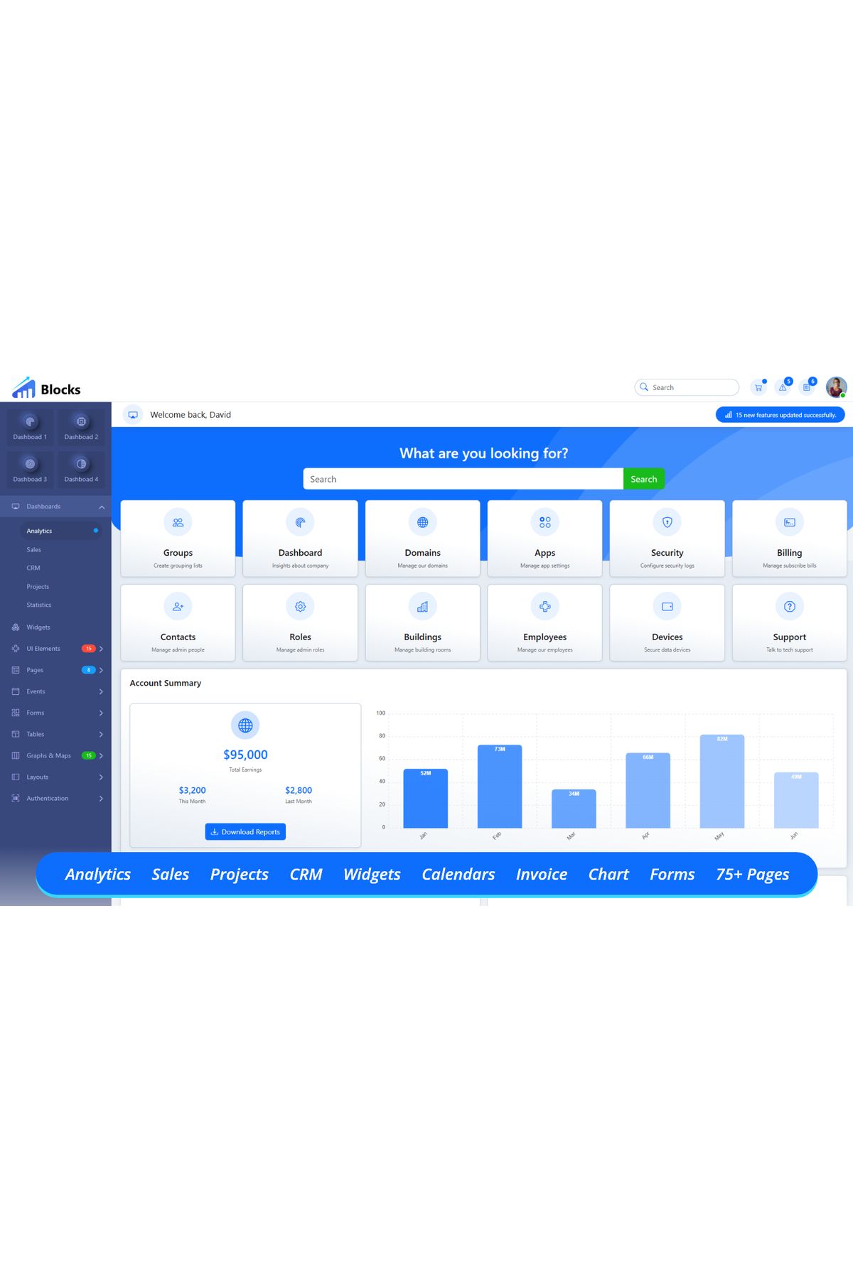 hemen tasarım Blocks Multipurpose Bootstrap Admin Teması