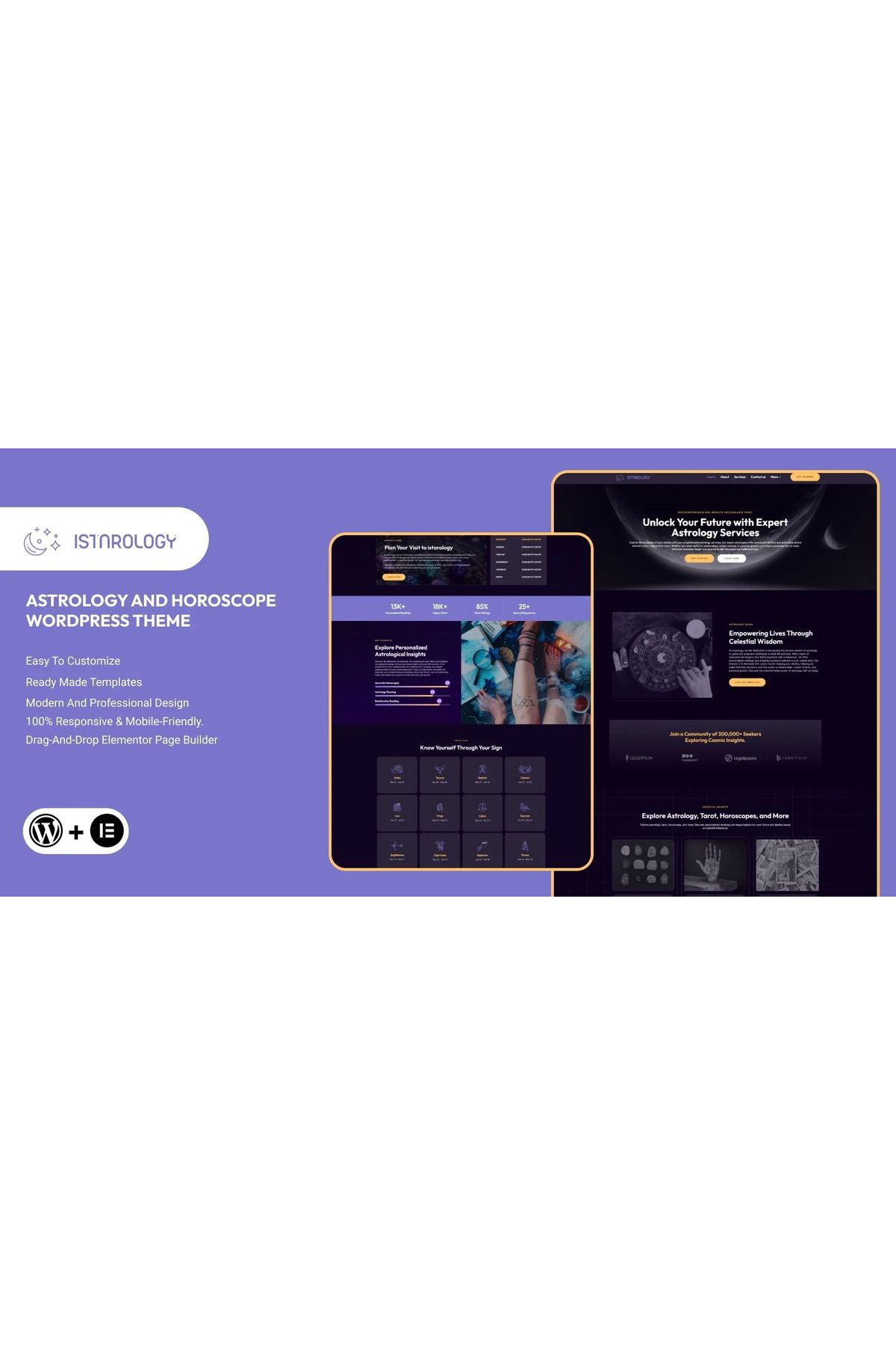 hemen tasarım Istarology - Elegant for Astrology, Horoscopes & Spiritual Guidance WordPress Teması