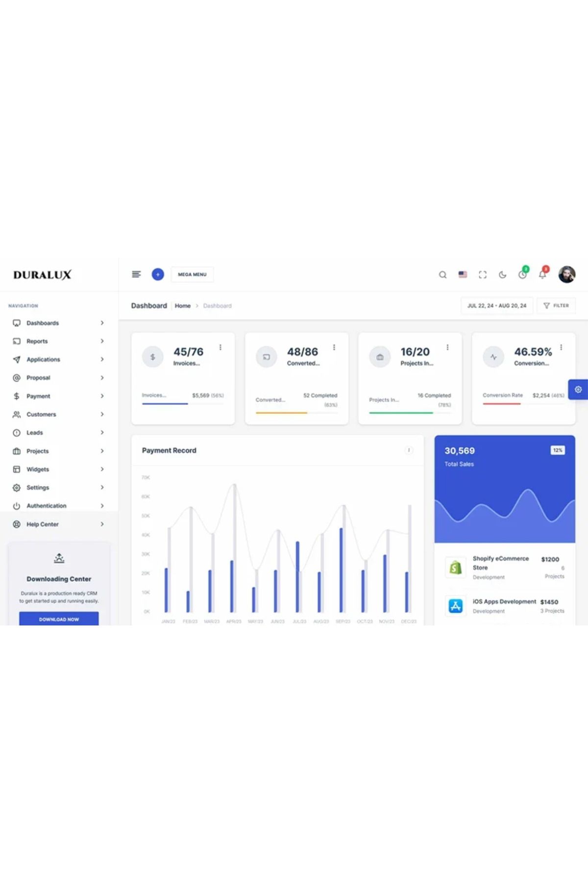 hemen tasarım Duralux - PHP Admin & Dashboard Admin Teması