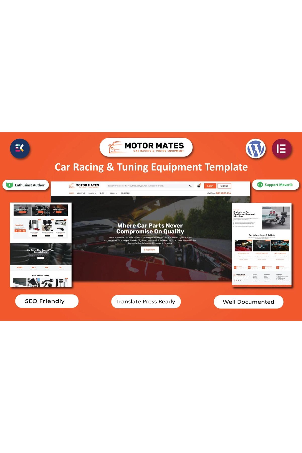 hemen tasarım Motor Mates - Car Racing & Tuning Equipment WooCommerce Teması
