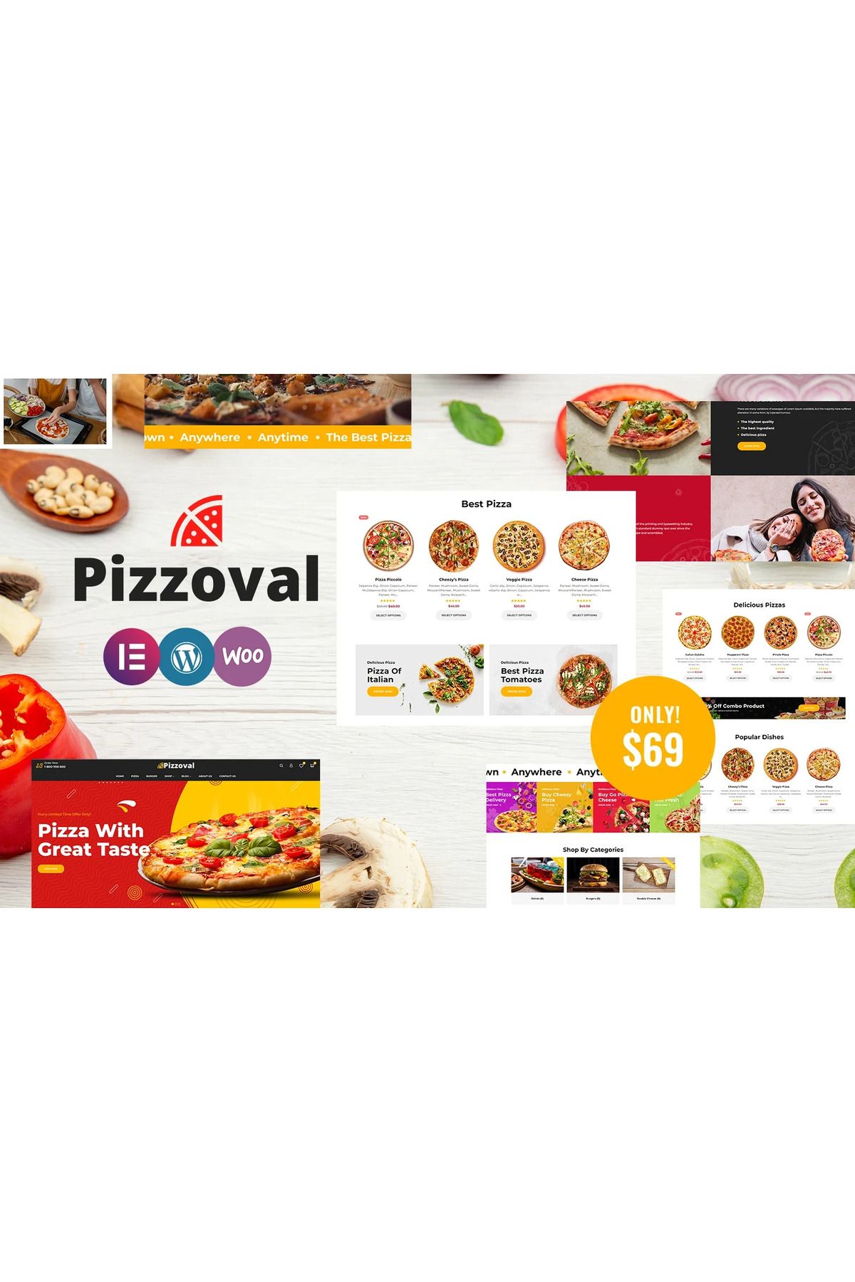 hemen tasarım Pizzoval - Pizza, Fast Food & Restaurant WooCommerce Teması