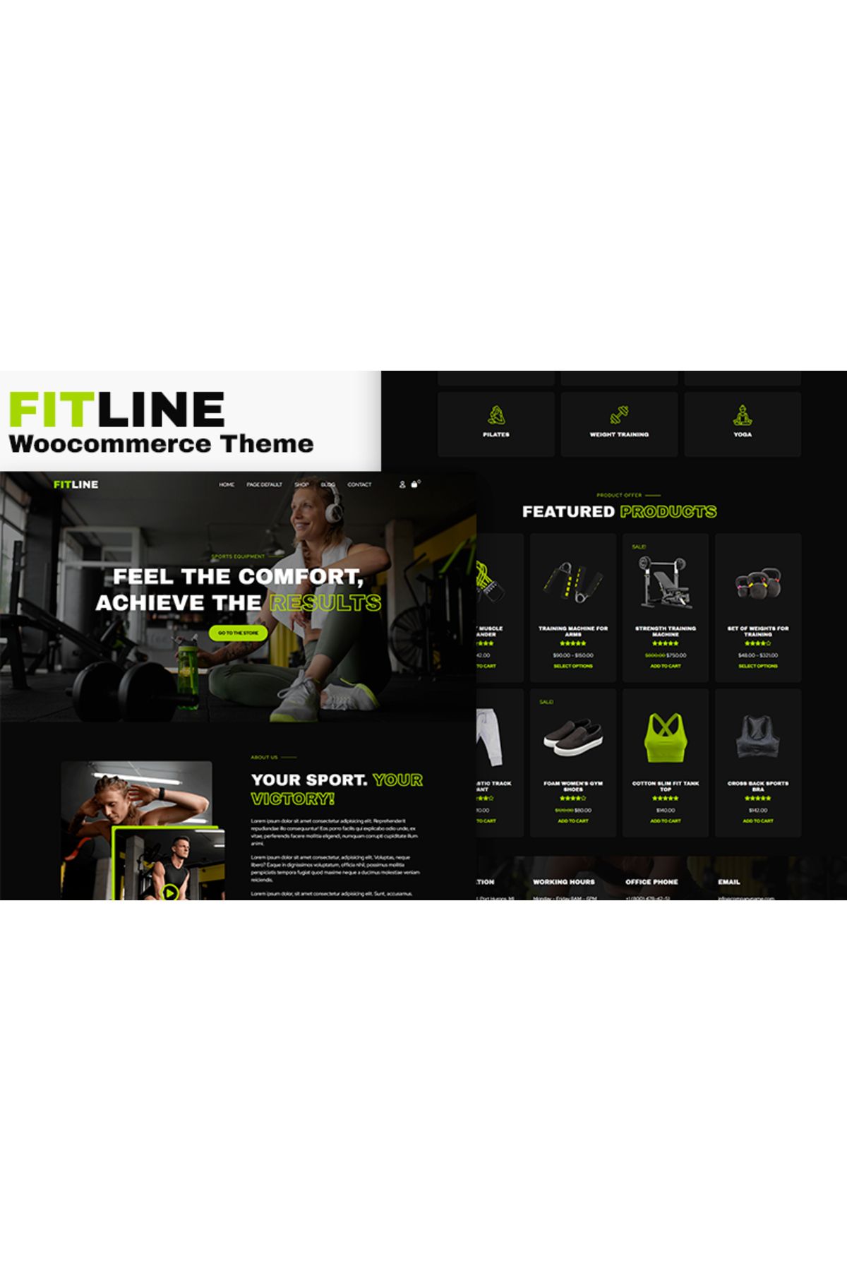 hemen tasarım Fitline - Sportswear And Sports Equipment Store Woocommerce Teması