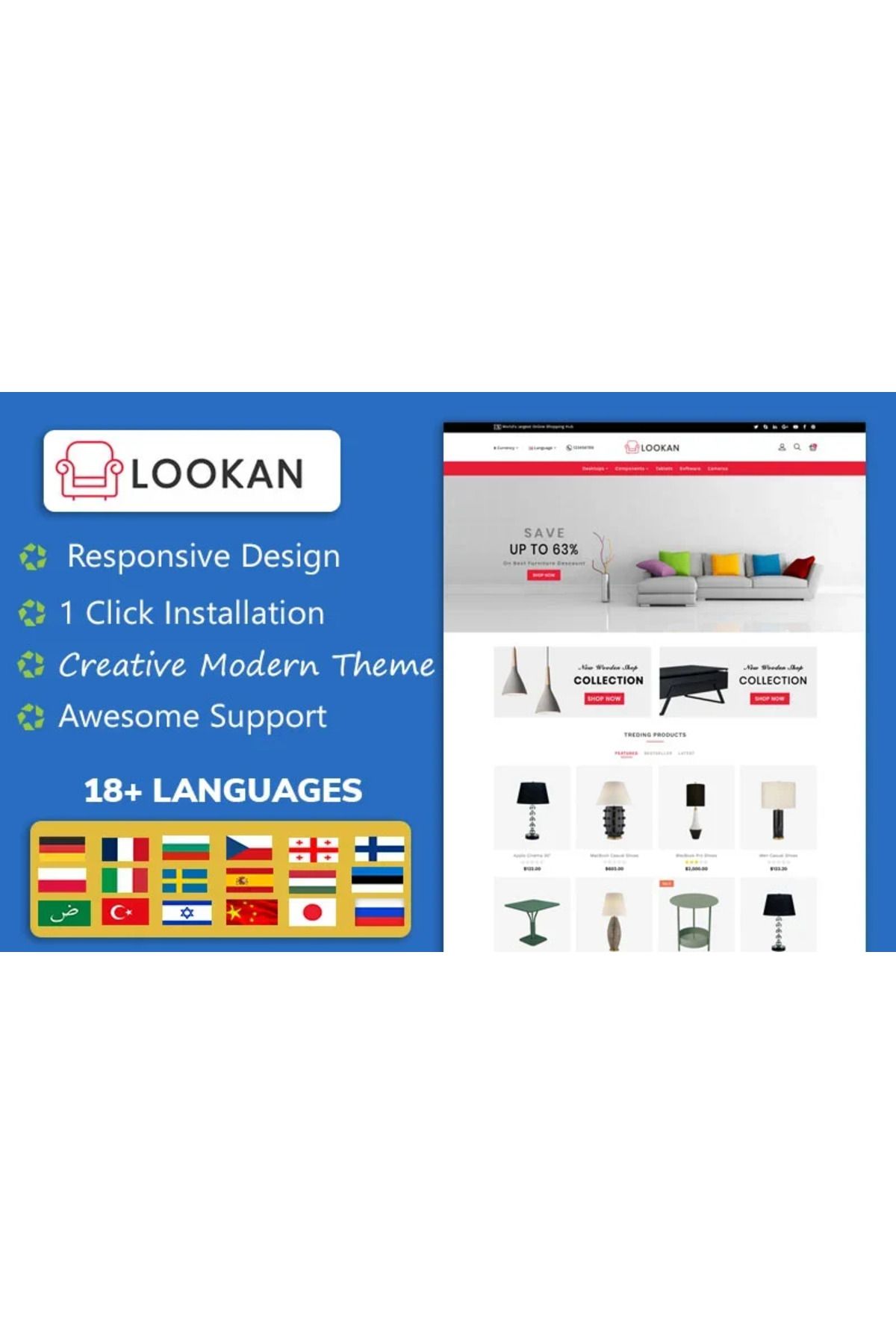 hemen tasarım Lookan - Furniture OpenCart Teması
