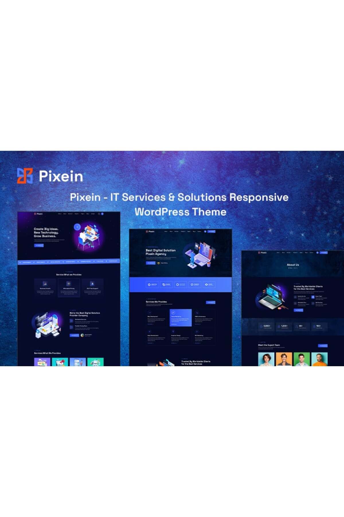 hemen tasarım Pixein - IT Services & Solutions Wordpress Teması