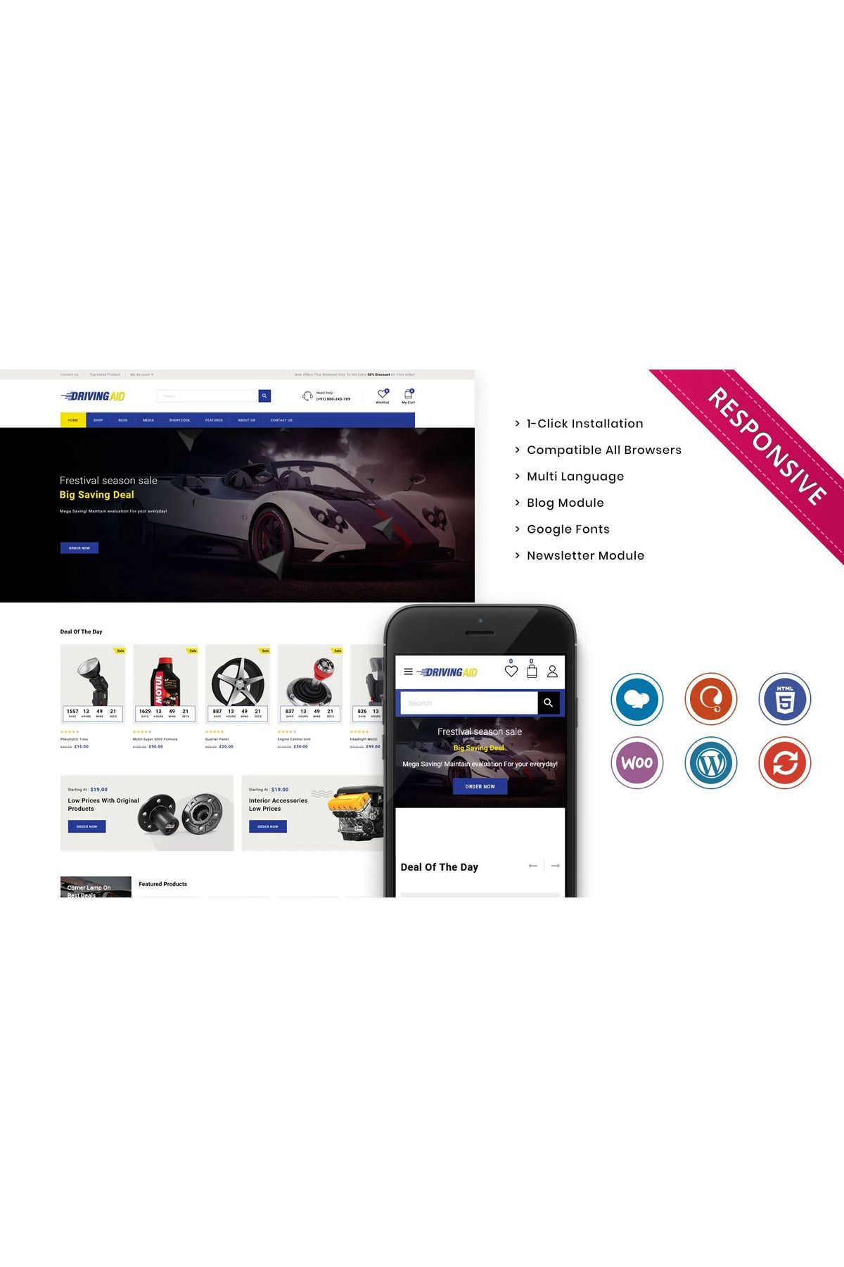 hemen tasarım Drivingaid - The Automobile Store Responsive WooCommerce Teması