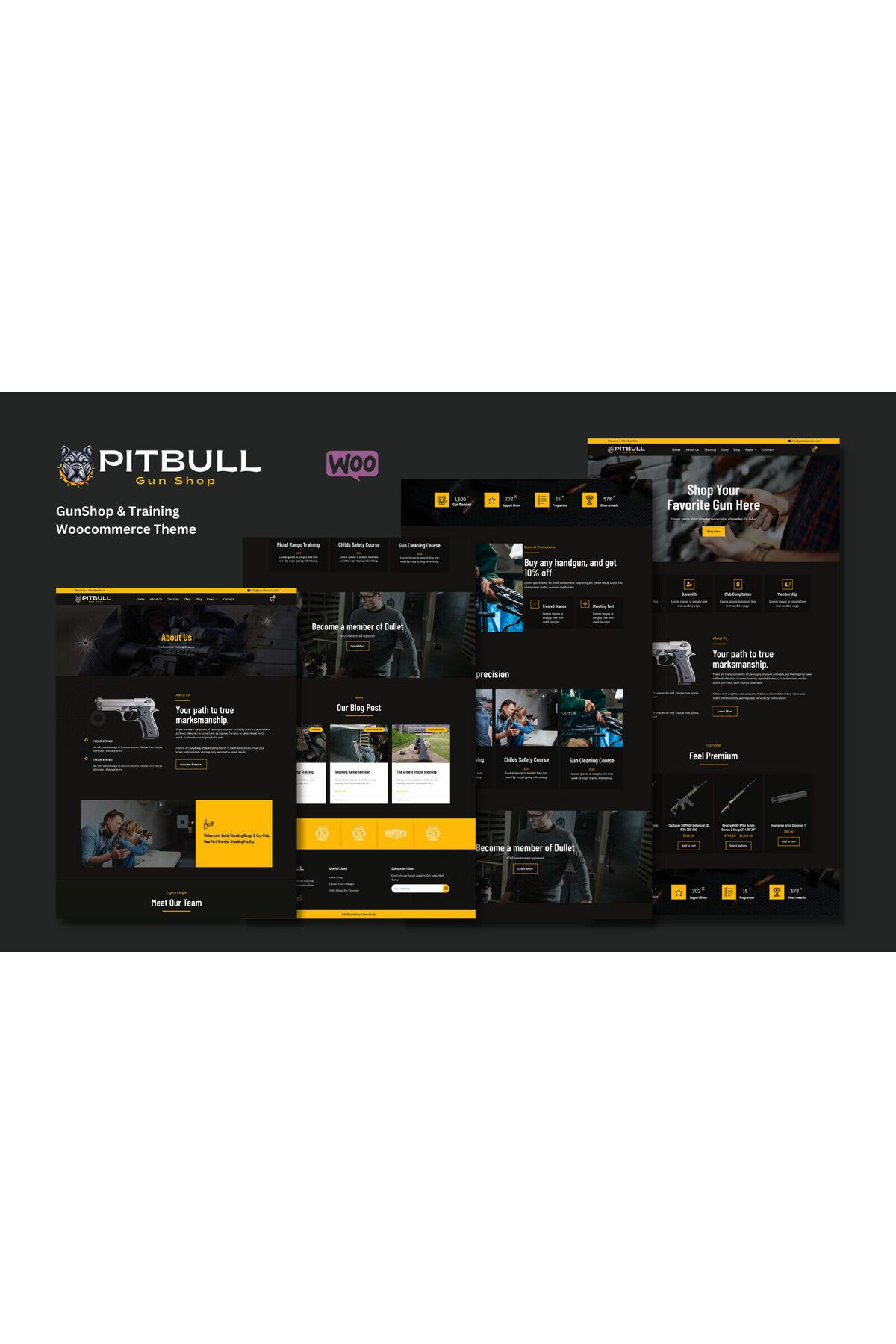 hemen tasarım PitBull - Gun Shop WooCommerce Teması