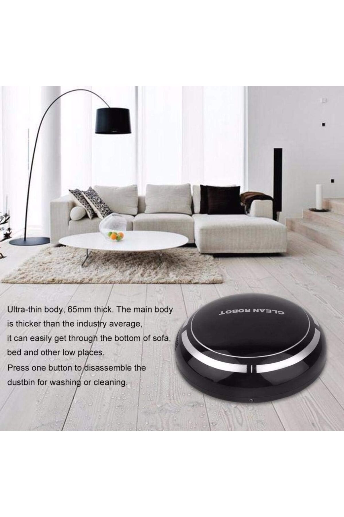 مكنسة كهربائية روبوتية، منظف أرضيات قابل لإعادة ال...