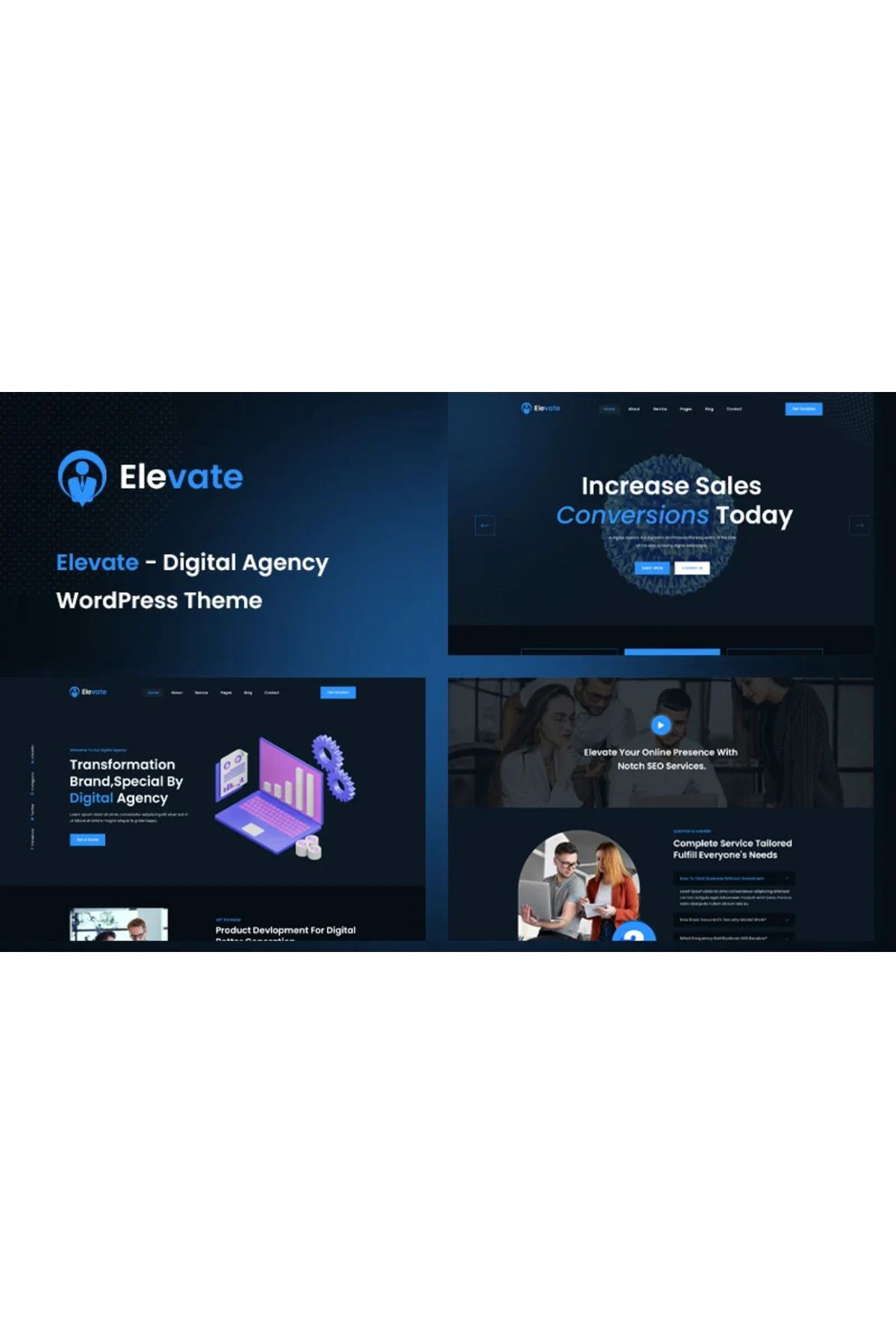 hemen tasarım Elevate - Digital Agency Wordpress Teması