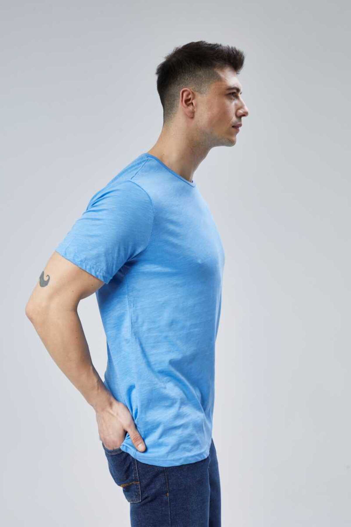 DOSXX-Safe 1St Quality 100% Combed Cotton Men's T-Shirt Classic Fit 0 Neck Short Sleeve T-Shirt 5