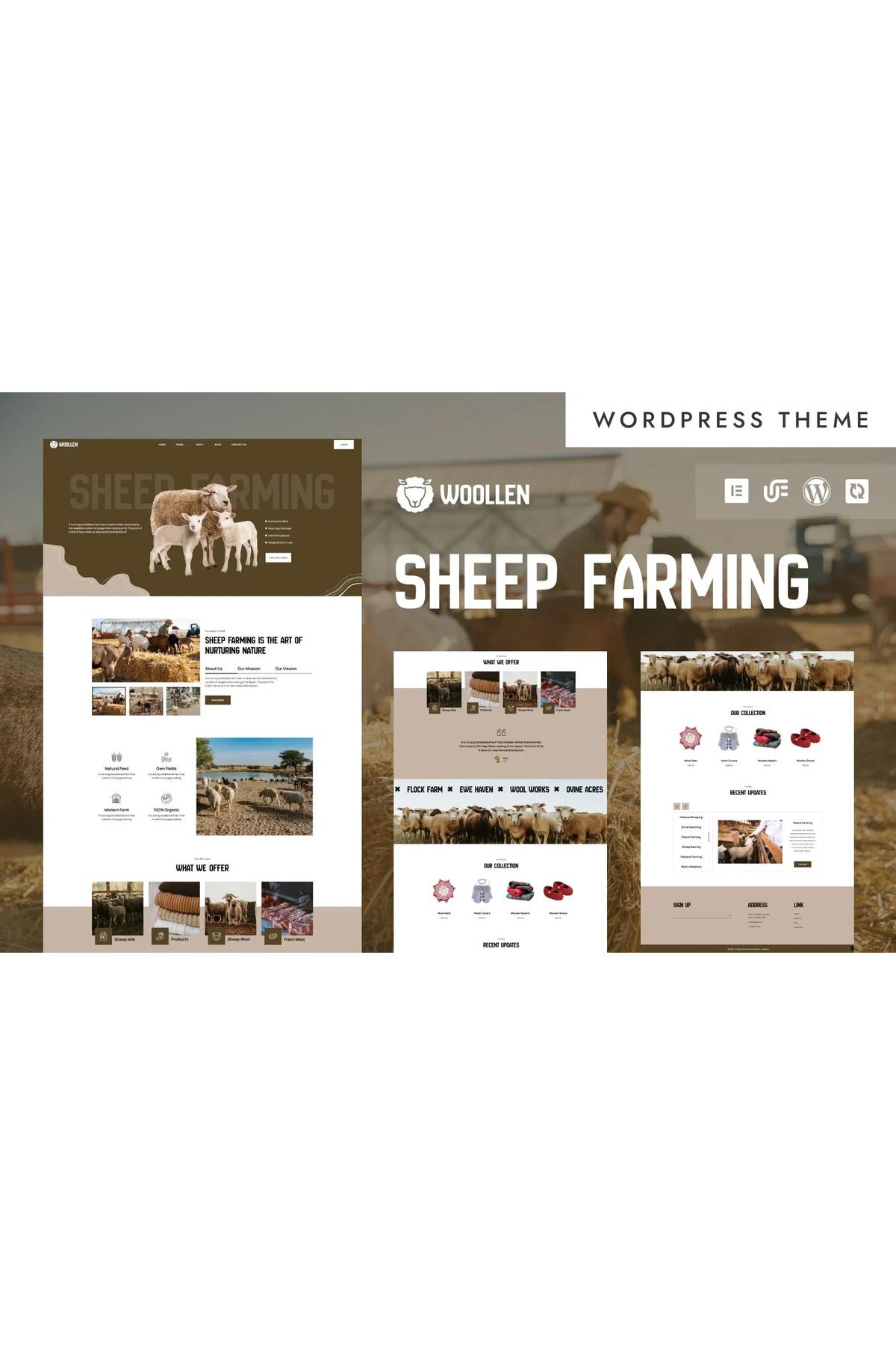 hemen tasarım Woollen - Organic Sheep Farming & Wool WordPress Teması