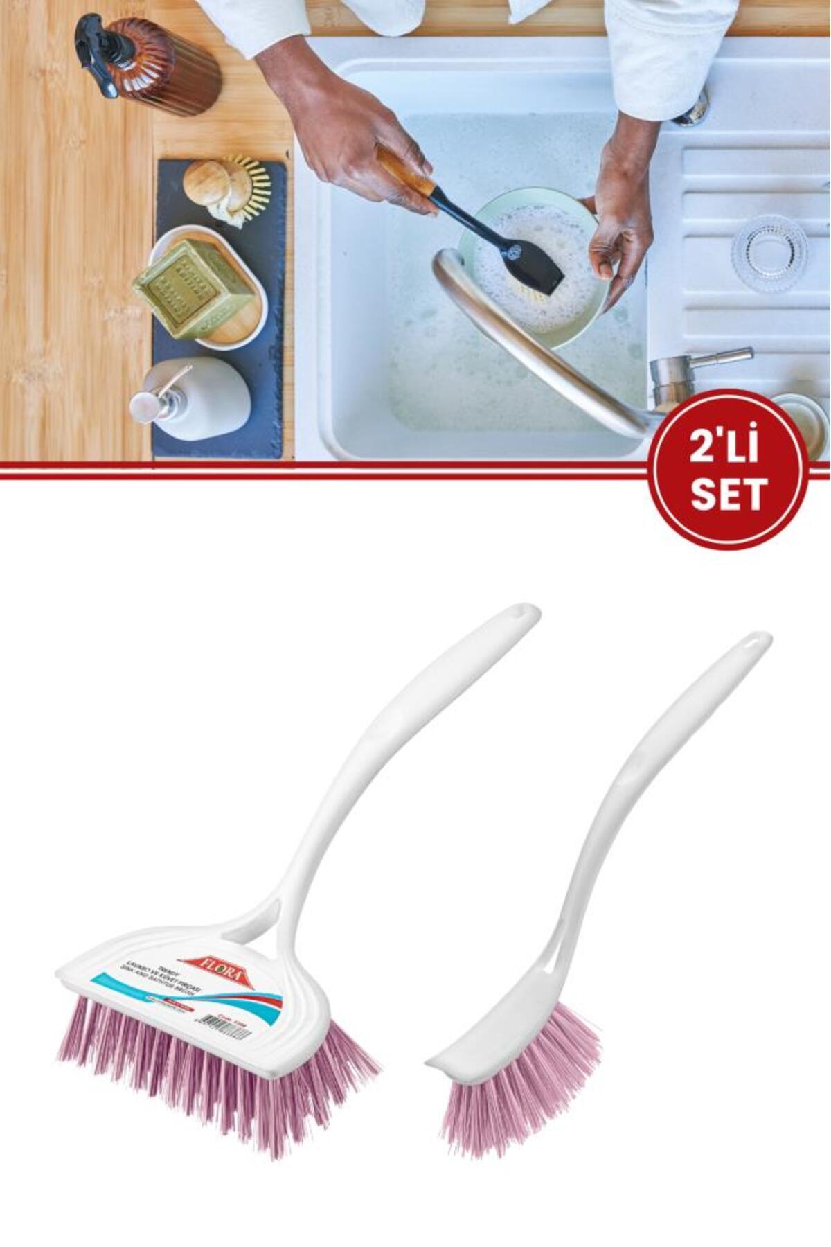 Flora 2 li Trendy Temizlik Seti, F367 Bulaşık Fırçası + F388 Lavabo Küvet Fırçası Seti