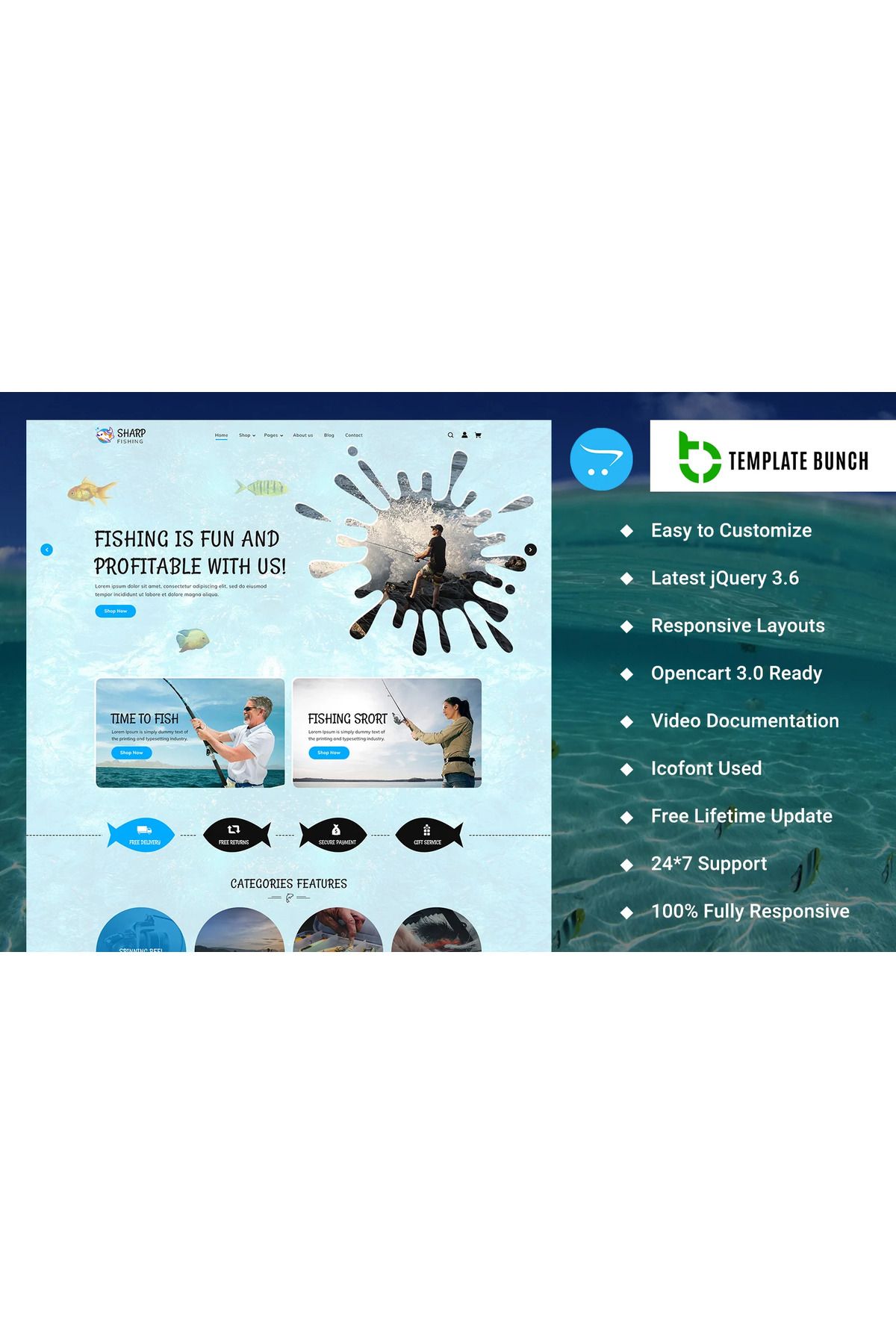 hemen tasarım Sharp Fishing - Fishing OpenCard Teması