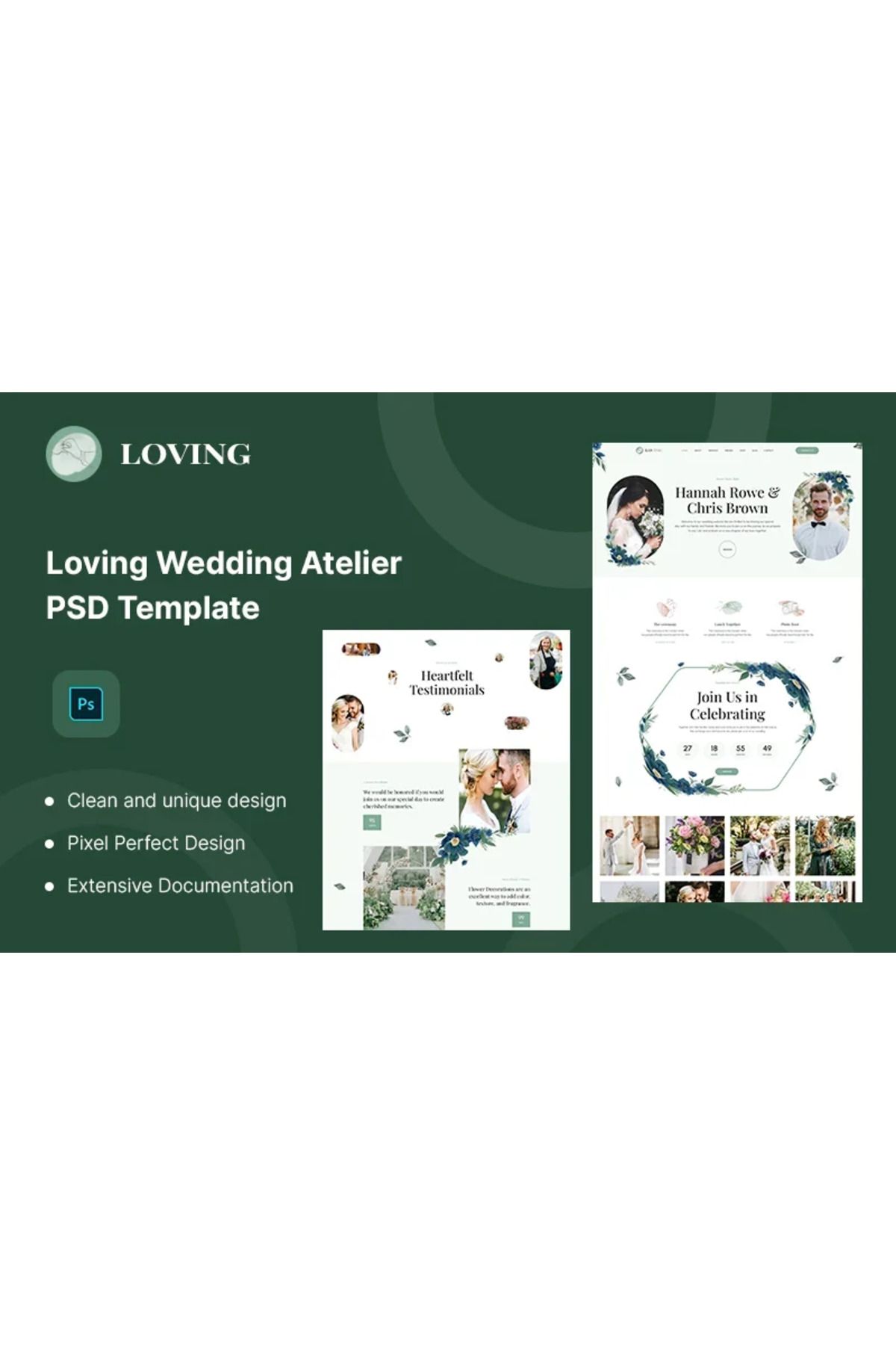 hemen tasarım Loving - Wedding Atelier - PSD Teması