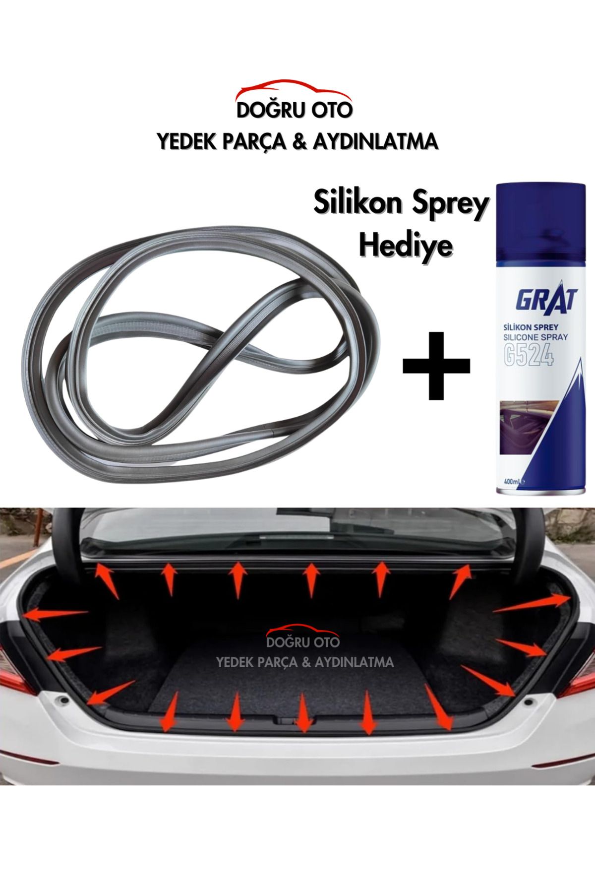 DOĞRU TİCARET AUTO PARTS Toyota Corolla Bagaj Lastiği Fitili 2002-2006 Uyumlu + Silikon Sprey Hediye