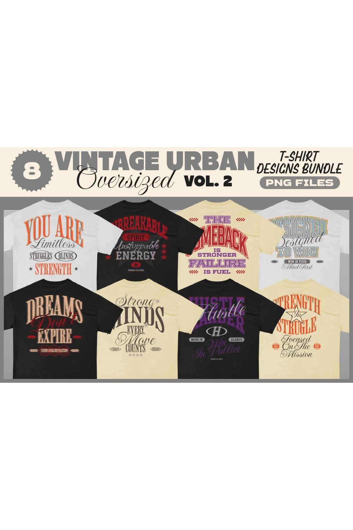 hemen tasarım Vintage Urban Oversize T-shirt Designs Bundle T-shirt Tasarım Paketi
