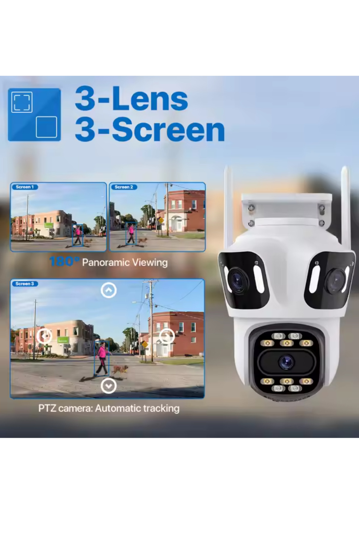 AL-TECH BİLİŞİM Ip Kamera 6k Hd Üç Ekranlı Harici Wifi Kamera Dış Mekan 4K Çift Lens Otomatik Takip fotoğrafı 3 (önizleme)
