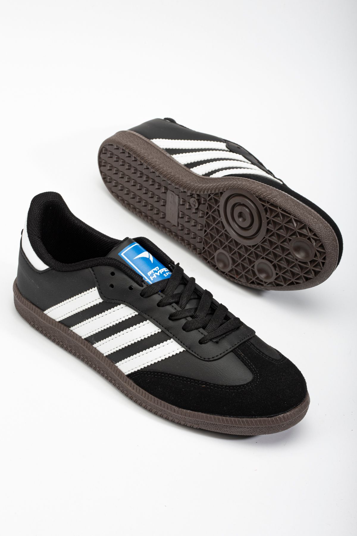 Scarpe Butik Siyah Beyaz Klasik Unisex Çizgili Düz Taban Bağcıklı Spor Sneaker Ayakkabı