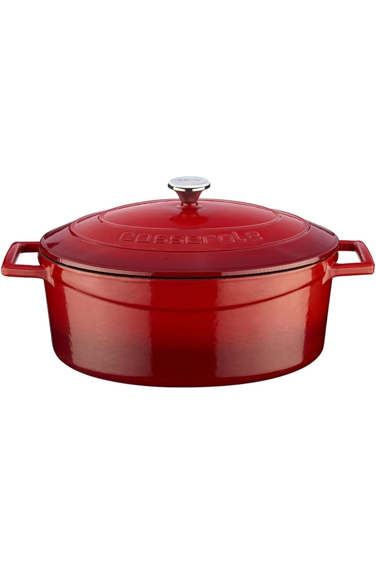 MEGOBİNE WHERE Metal Oval Döküm Tencere, 27 cm, 3.91 L Hacim, Kırmızı ZTML SYFT 1139610