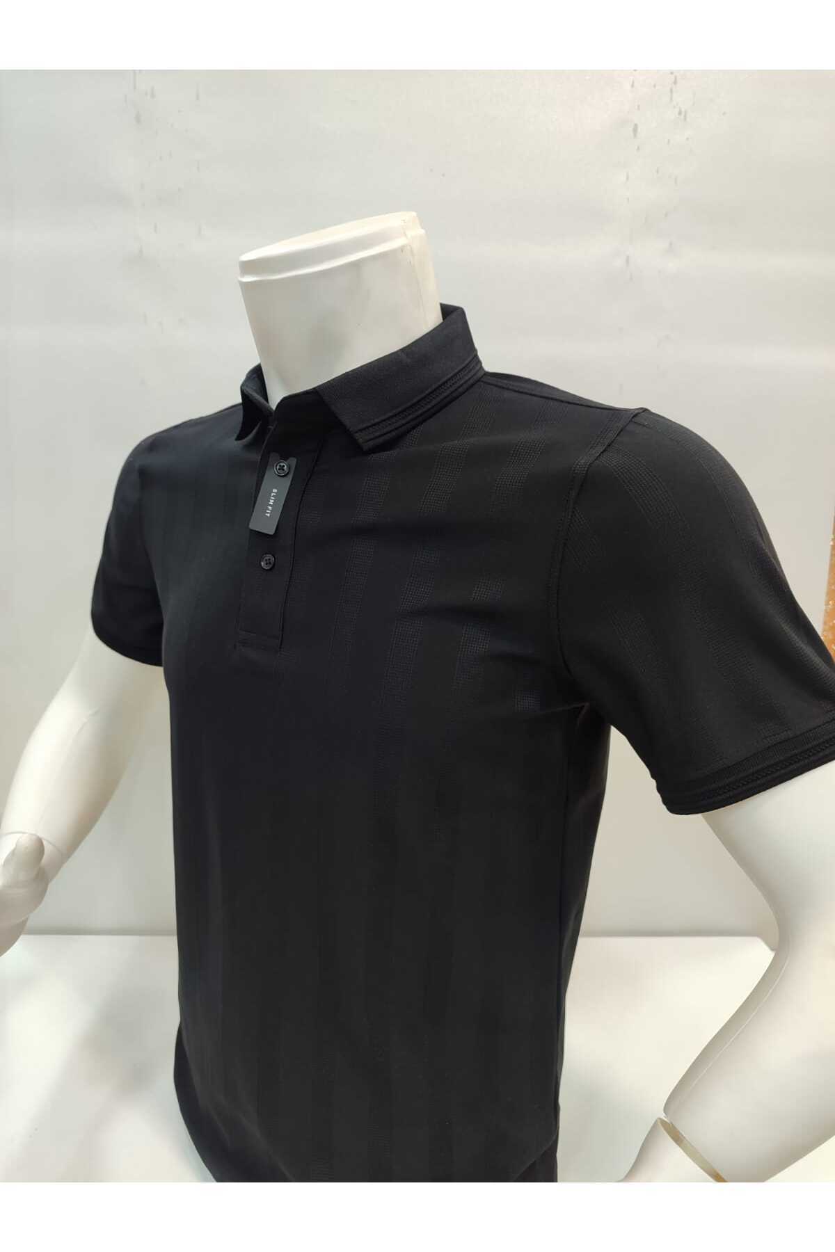 ADVANTE-Güncüoglu Slim Fit Footed Collar Self-Patterned Men's T-Shirt 4