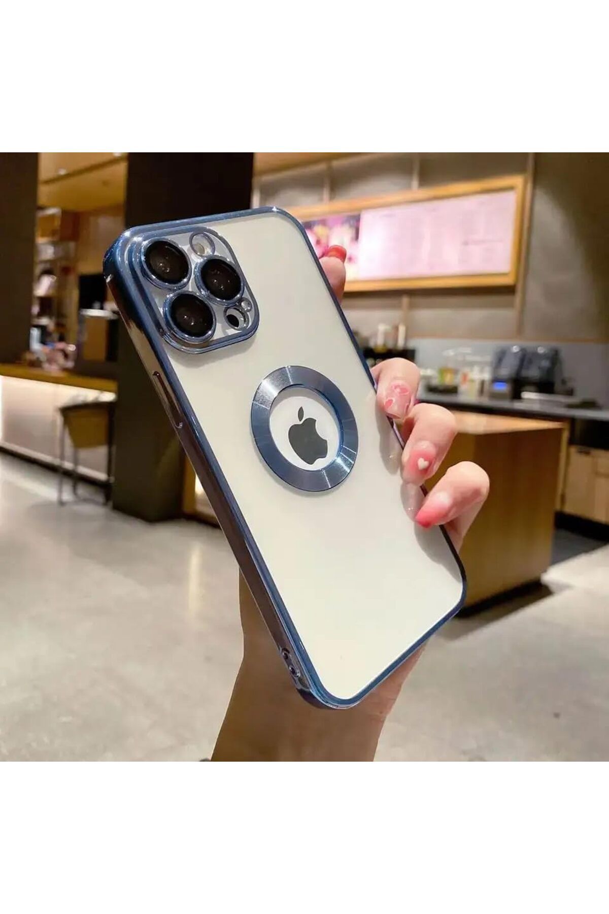 KDROĞLU GEÇMEZ AKSESUAR iphone 13 Pro Max (6.7) inç Laser Silikon Arkası Şeffaf Kamera Korumalı Logo De