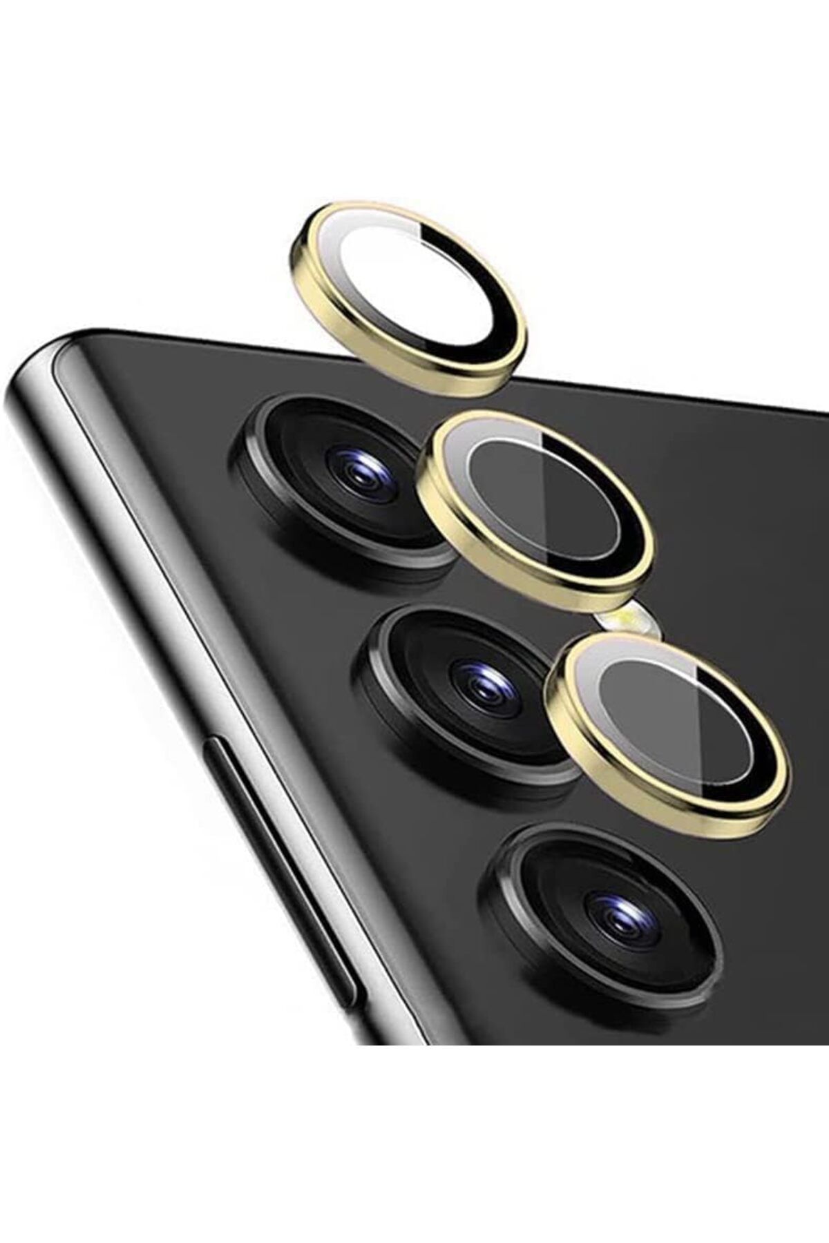 KDROĞLU MM Galaxy S23 için Kamera Lens Koruyucuları Metal gold Renk Temperli Cam Çizilmez bağımsız kam