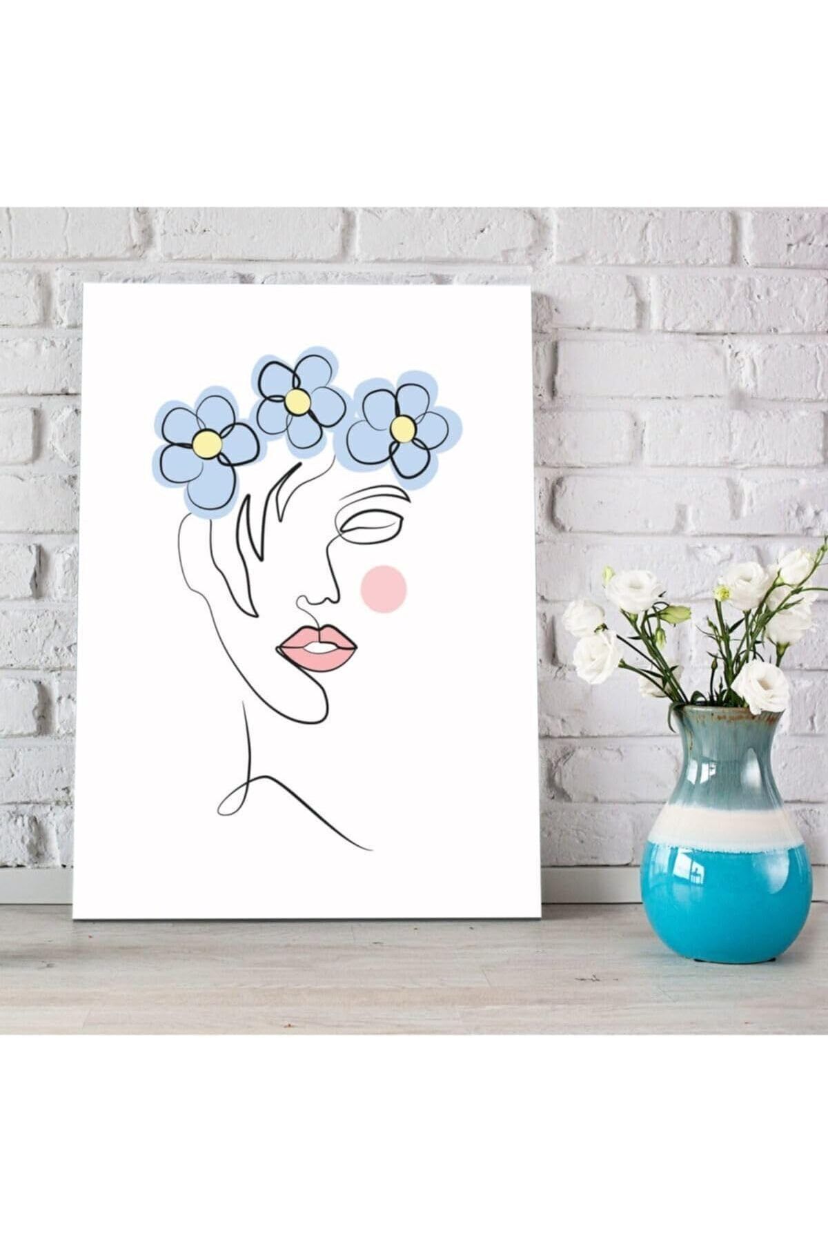 KDROĞLU Saçında Bahar Çiçekleri Ev Hediyesi Dekorasyon 30X40 Kanvas Tablo