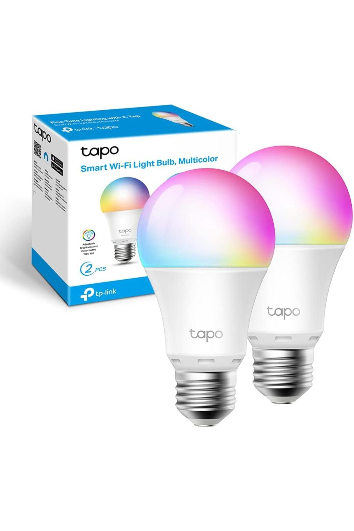 MEGOBİNE WHERE Tapo L530E(2-pack), 8.7 W, 2.4 GHz, 16.000.000 Renk Tonu, E27 Duy, Amazon Alexa ve Google Home